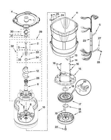Motor, basket and tub parts