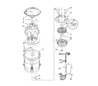 Whirlpool WTW6400SW1 motor, basket and tub parts diagram
