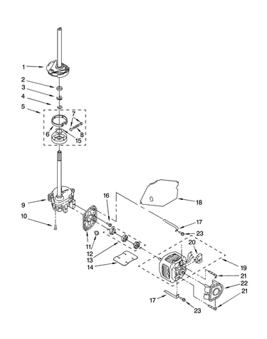 Brake, clutch, gearcase, motor and pump parts