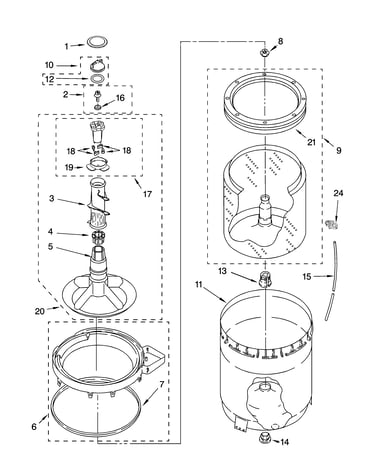 Agitator, basket and tub parts