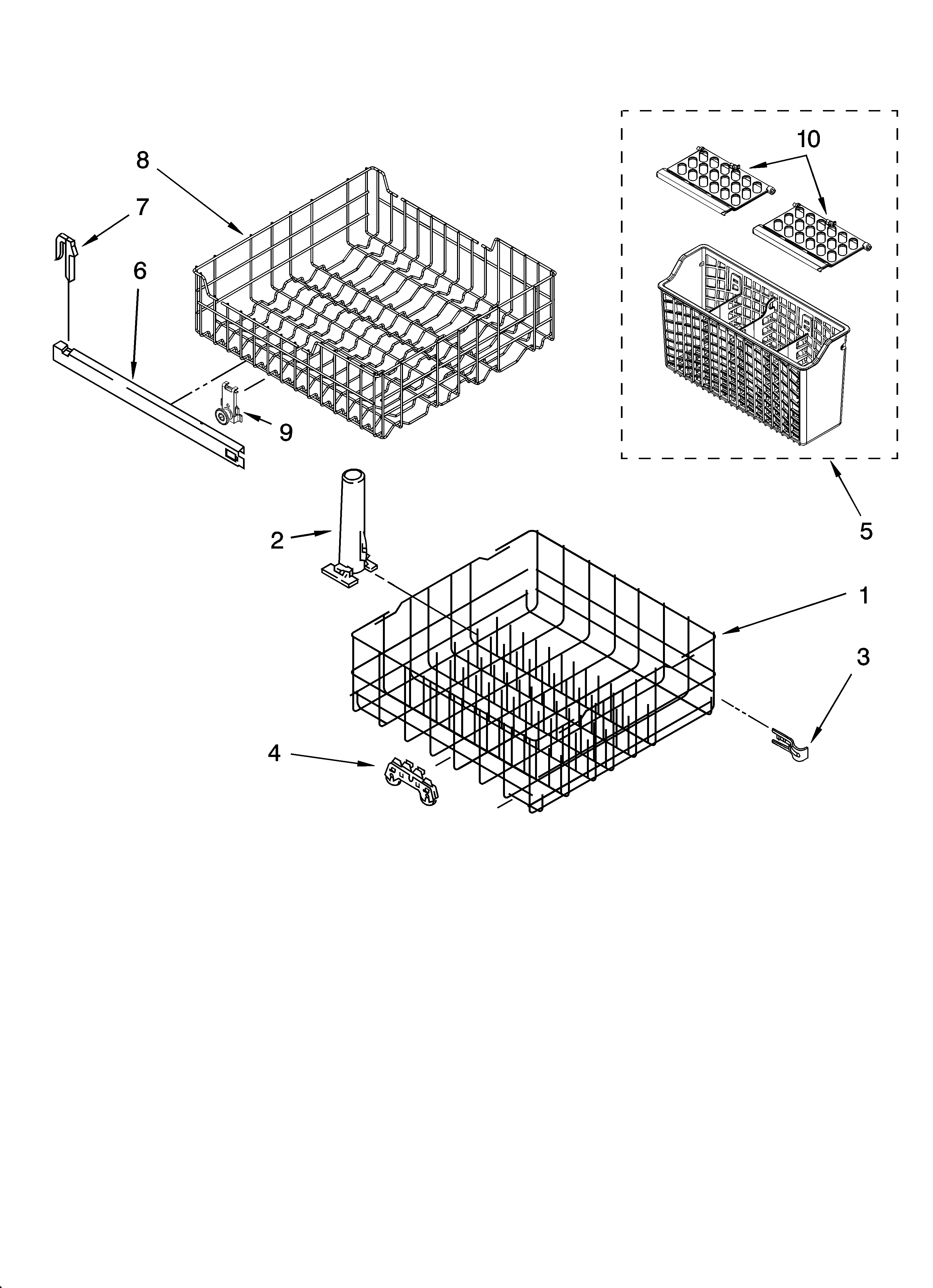 Dishrack parts, optional parts
