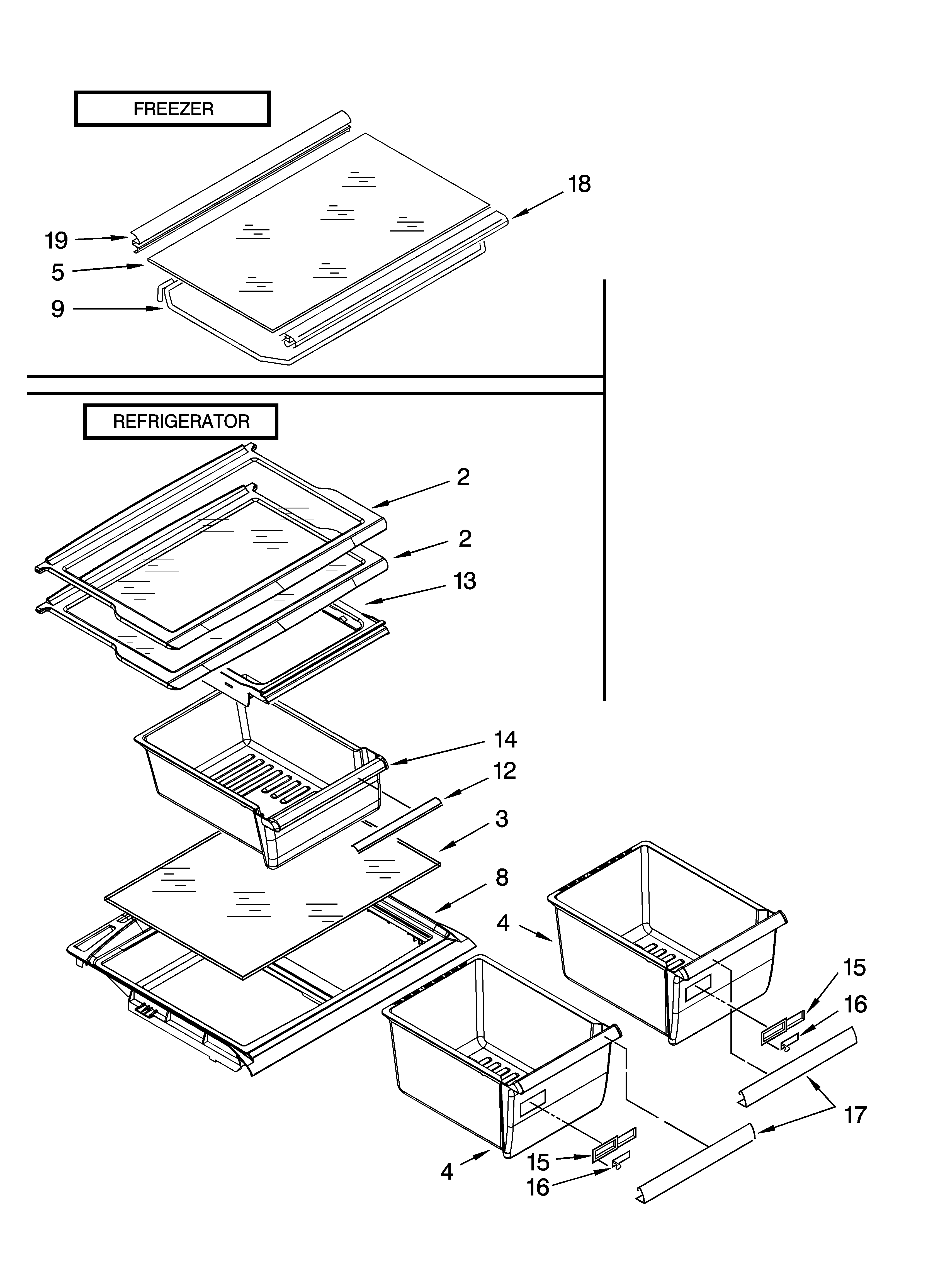 Shelf parts, optional parts (not included)