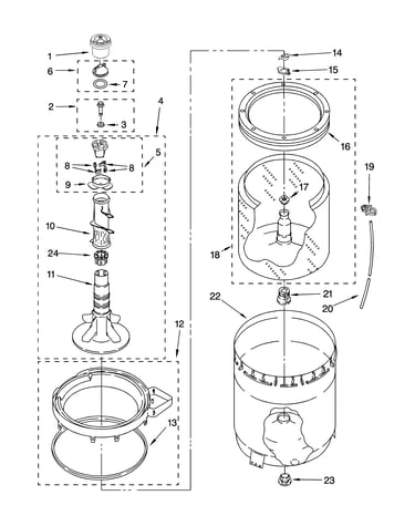Agitator, basket and tub parts