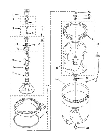 Agitator, basket and tub parts