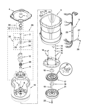 Motor, basket and tub parts