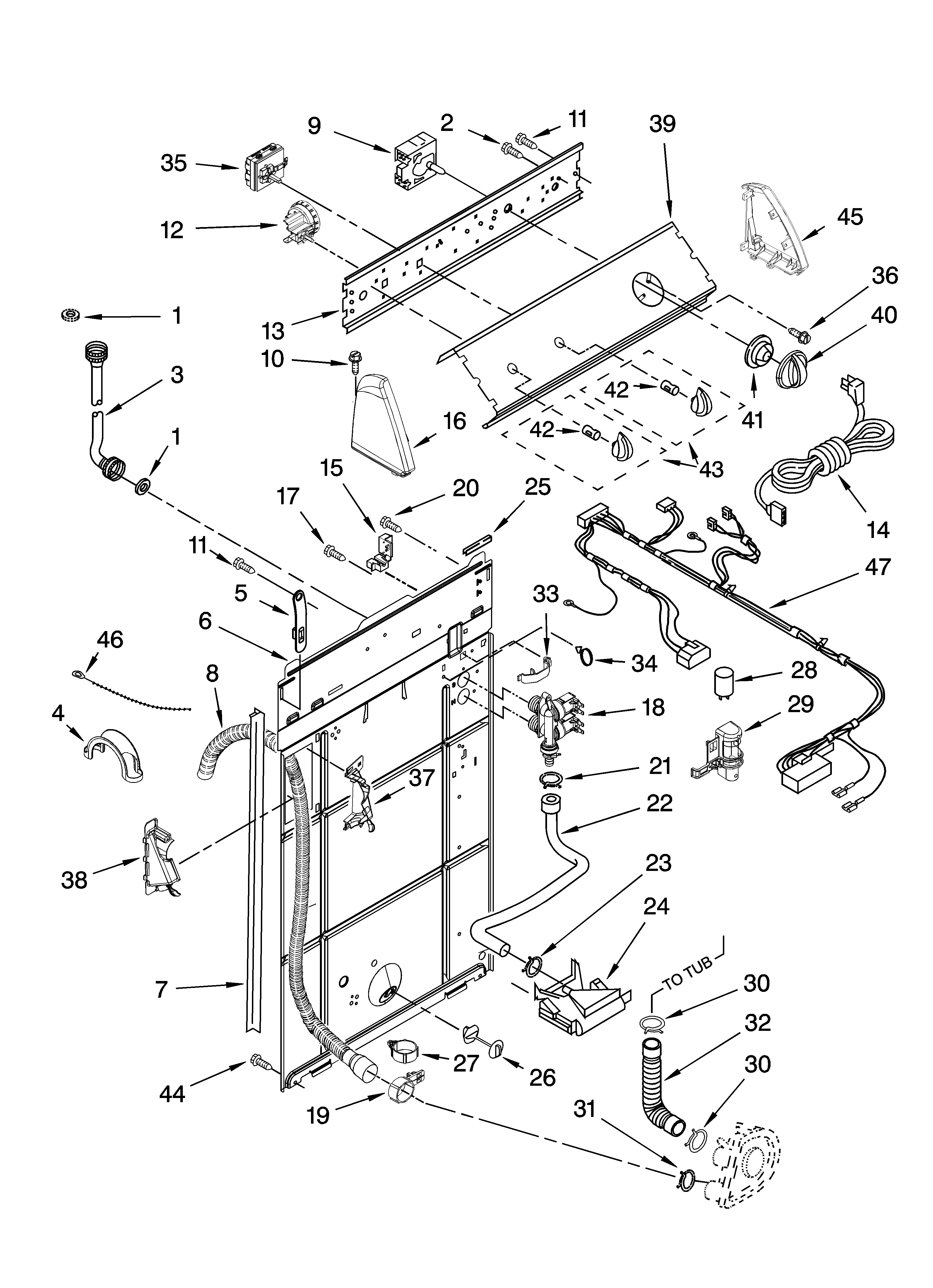 Controls and rear panel parts