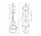 Whirlpool 1CWTW5520SQ0 agitator, basket and tub parts diagram