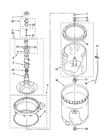 Agitator, basket and tub parts