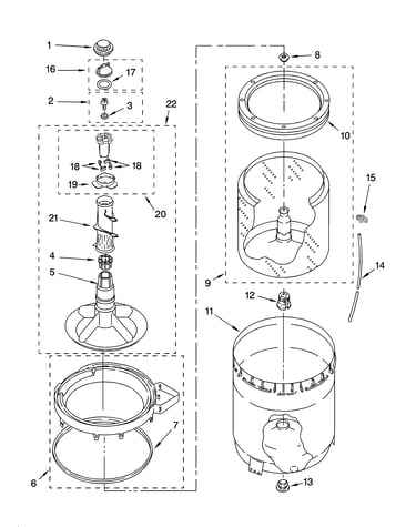 Agitator, basket and tub parts
