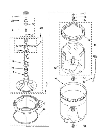 Agitator, basket and tub parts