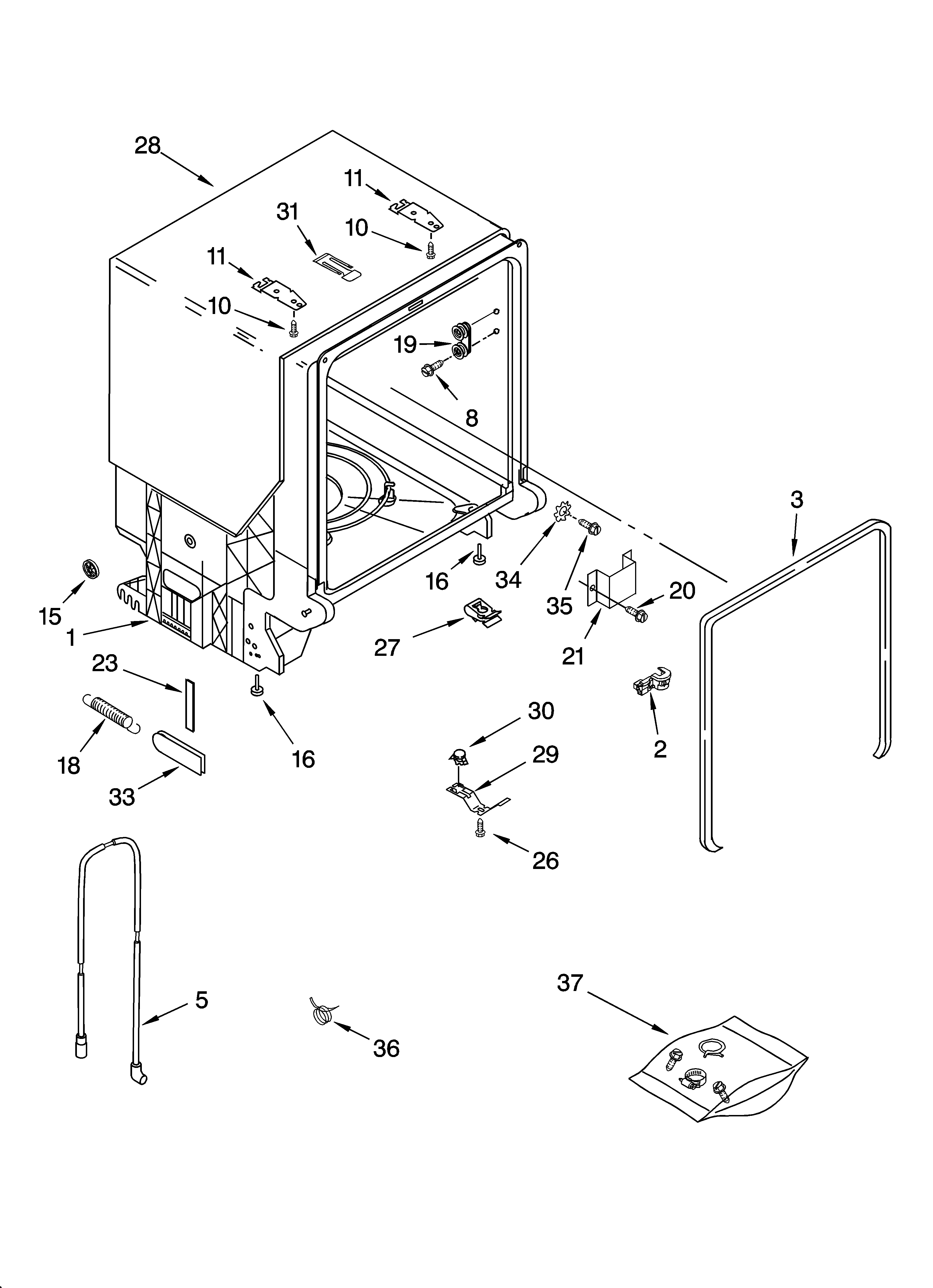 TUB AND FRAME PARTS