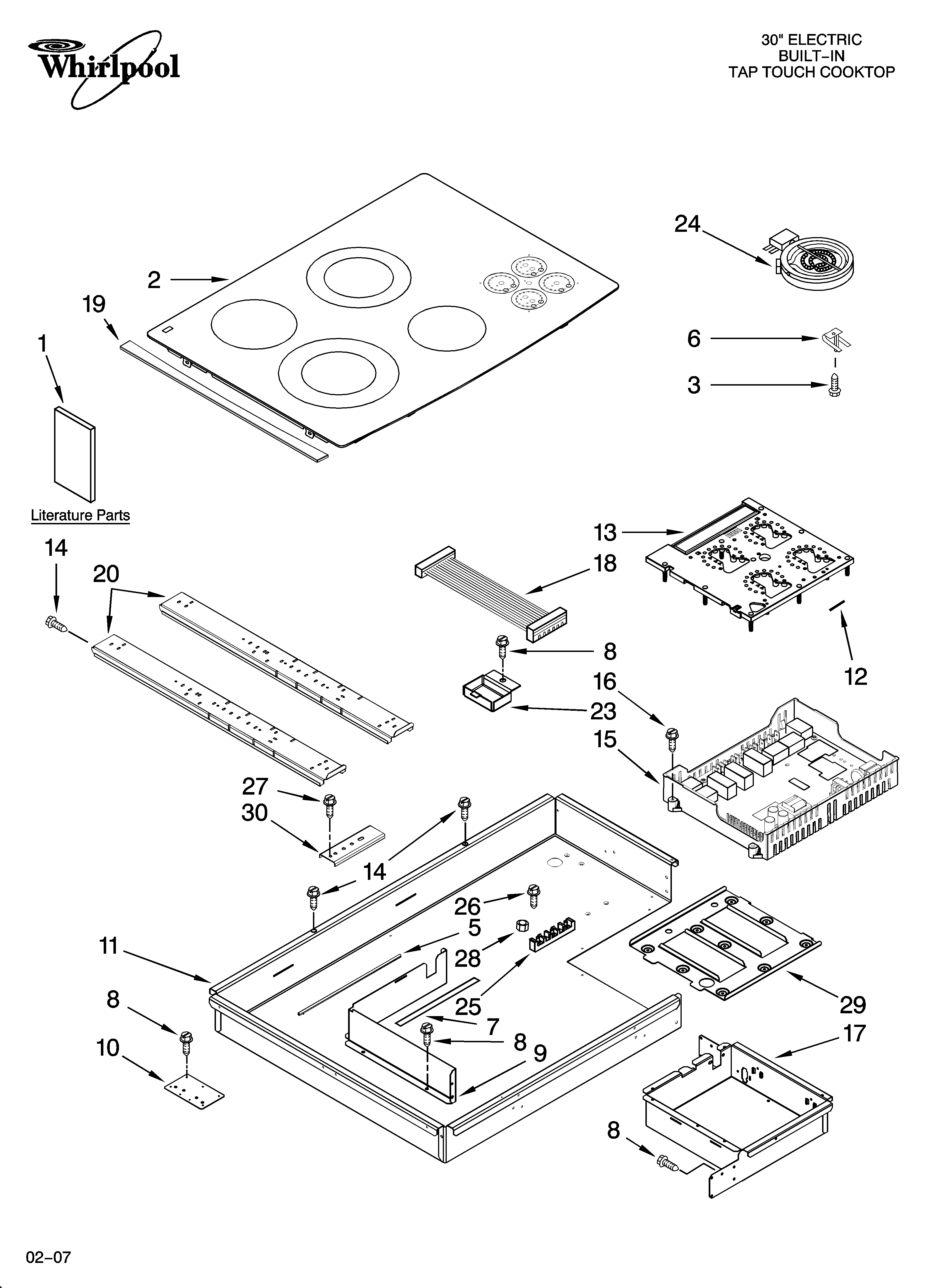 Cooktop parts, optional parts (not included)