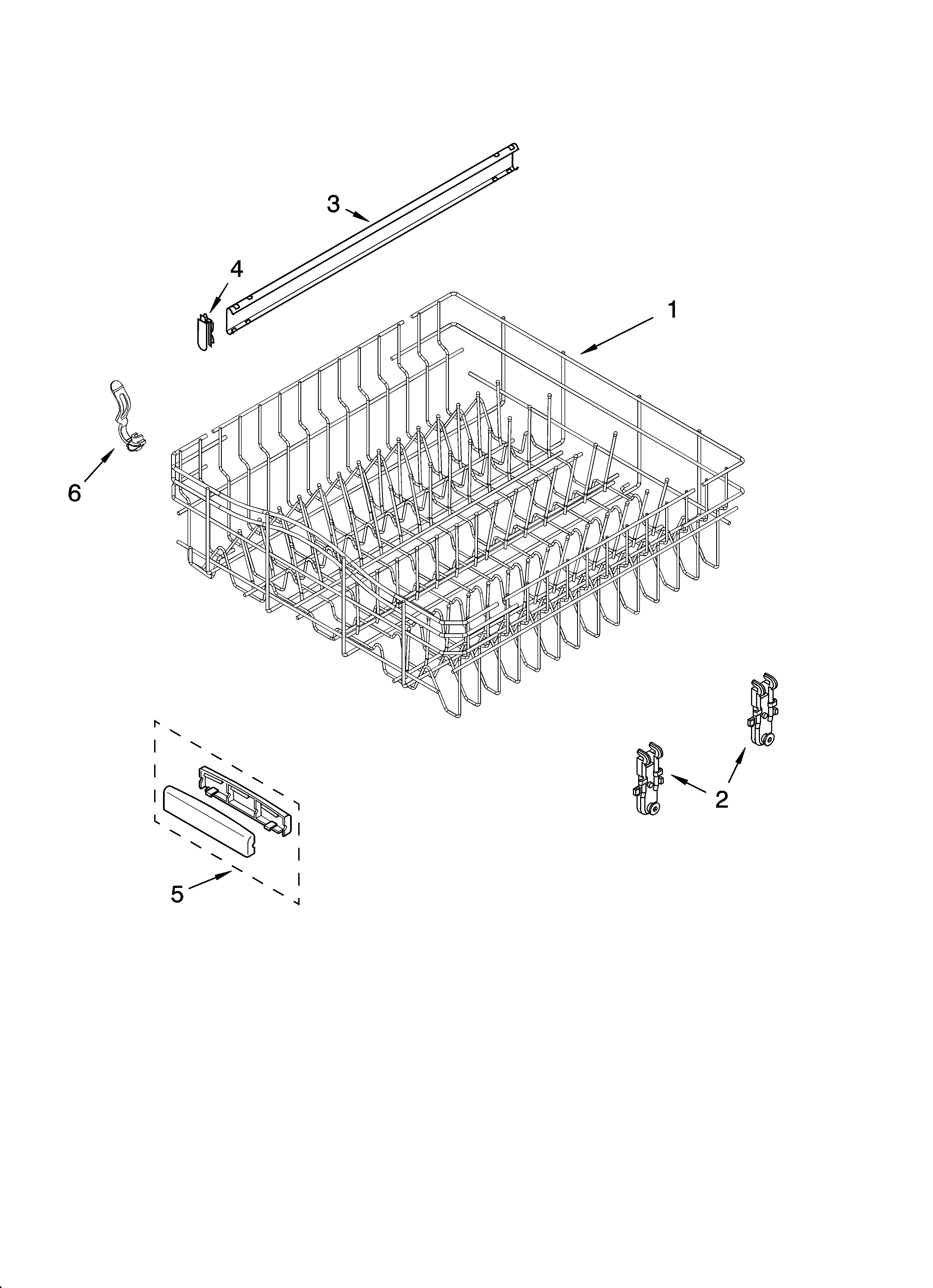 Upper rack and track parts