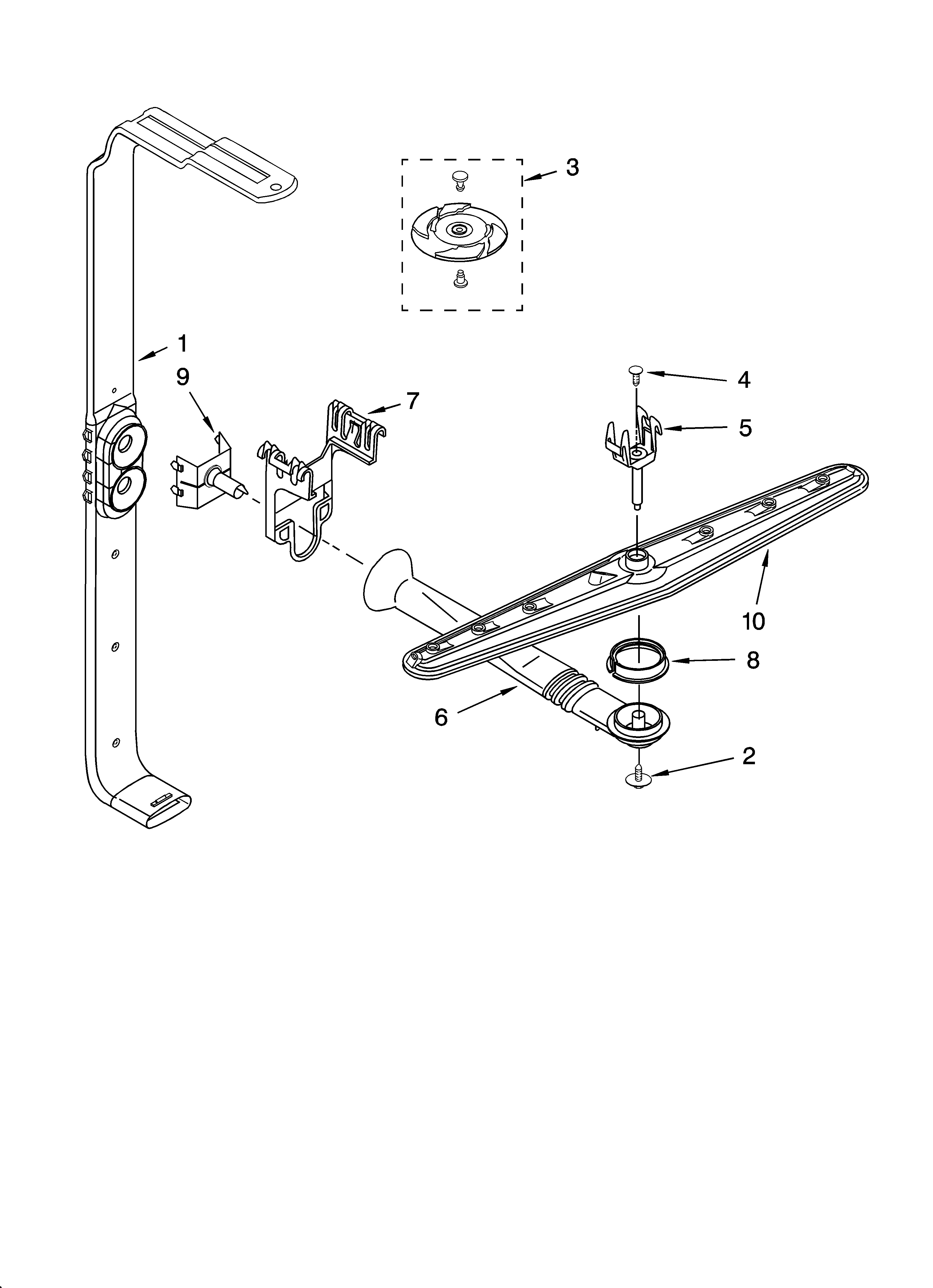 Upper wash and rinse parts