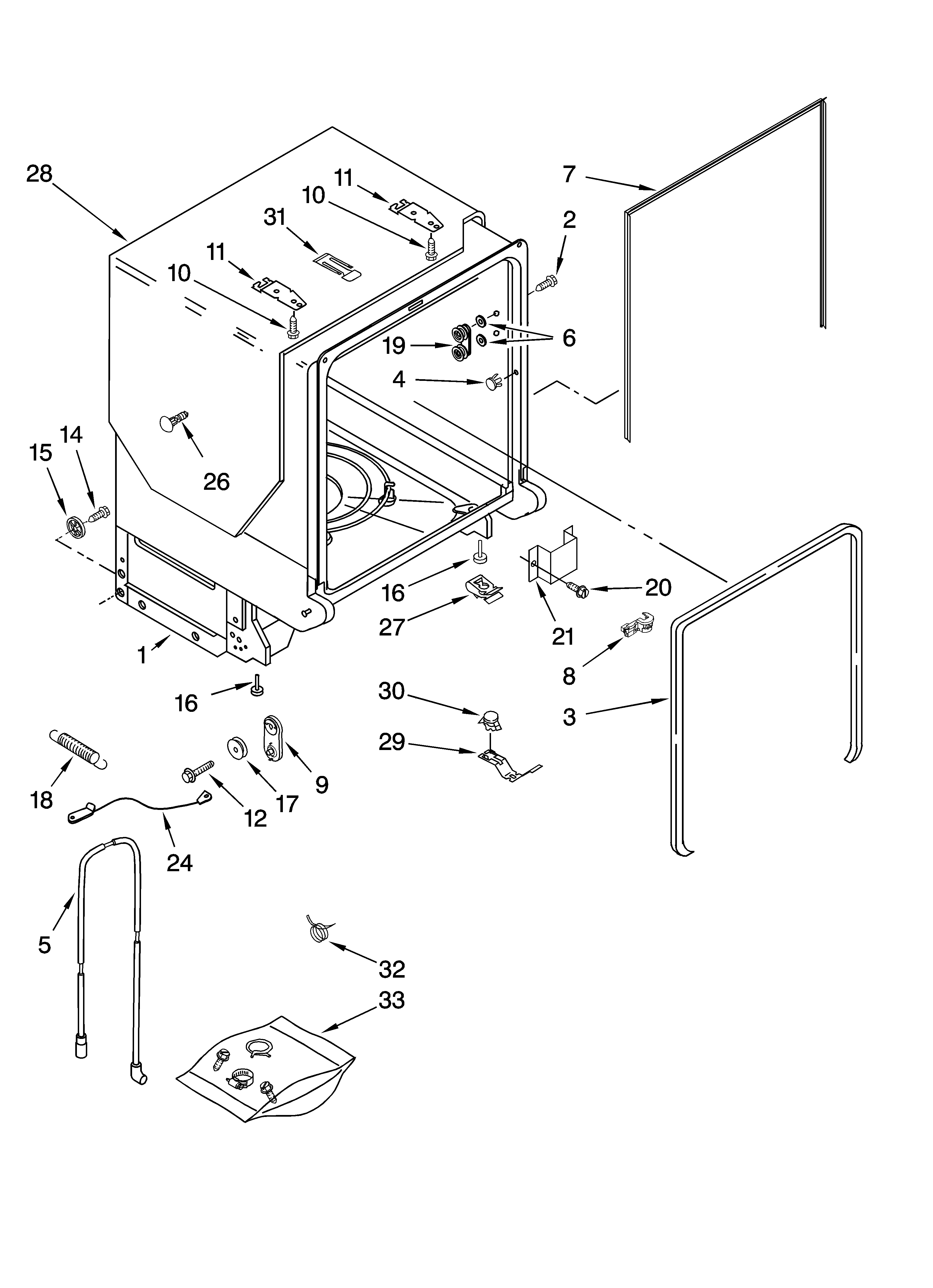 TUB AND FRAME PARTS