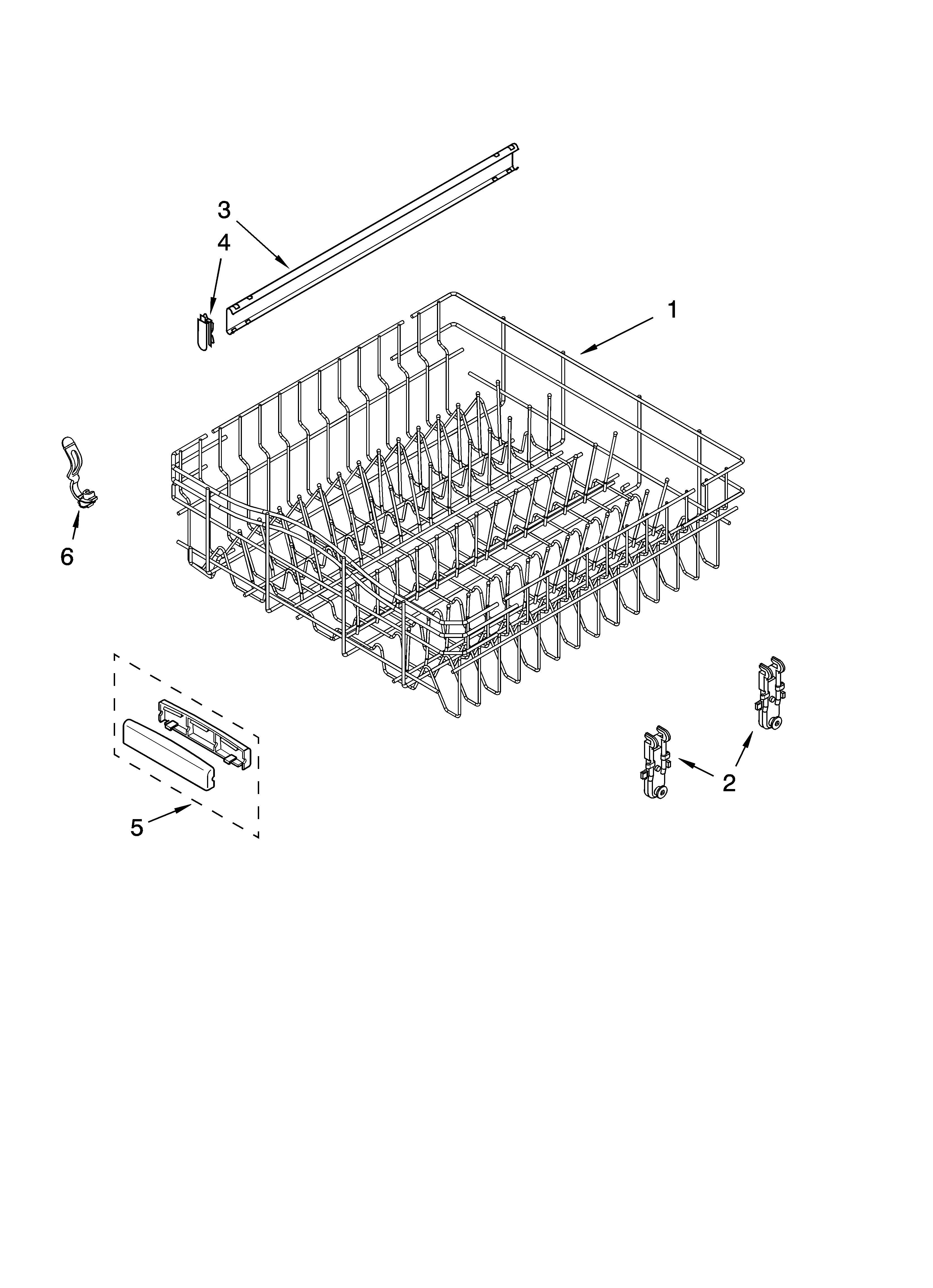 Upper rack and track parts