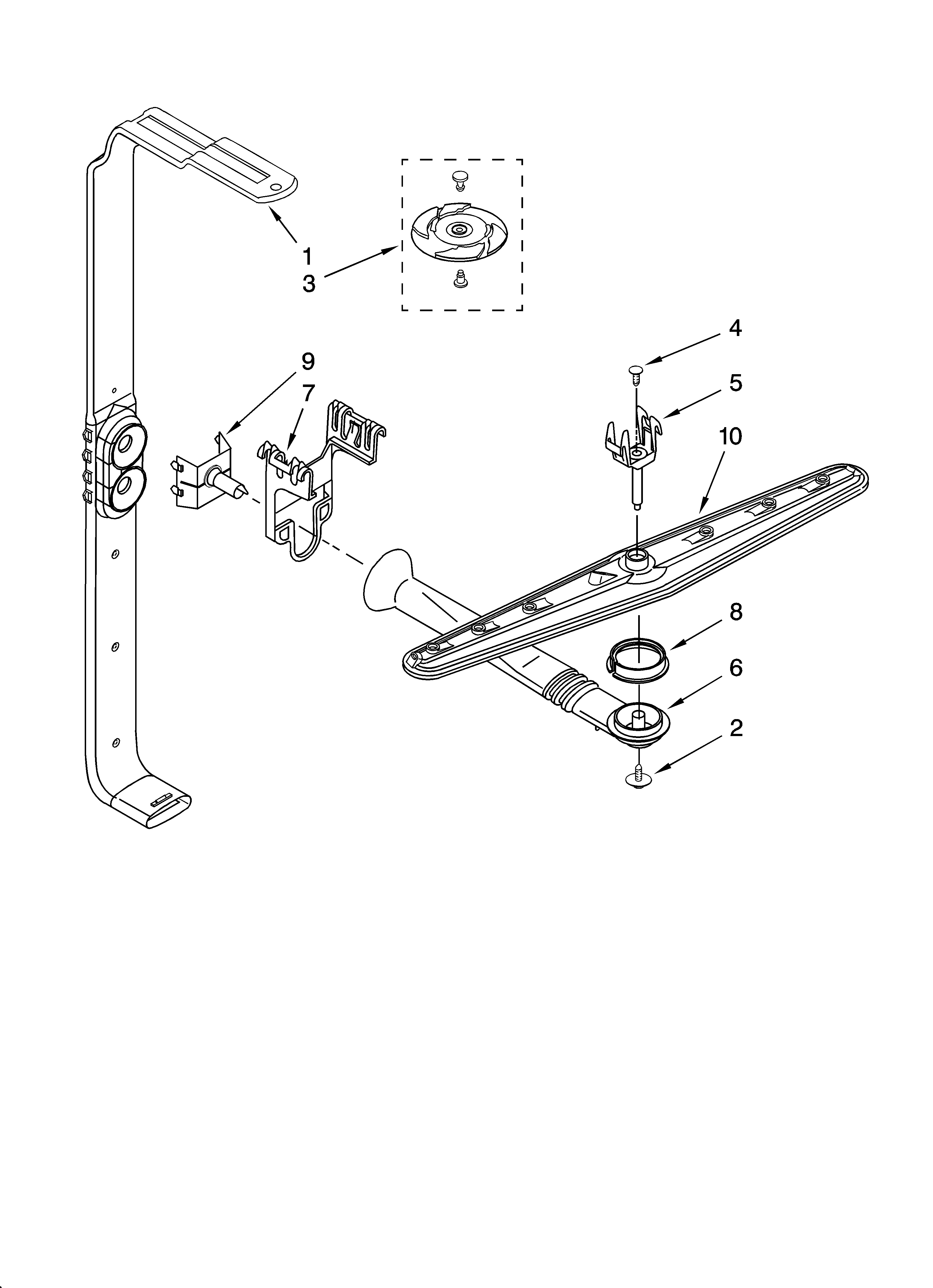 Upper wash and rinse parts