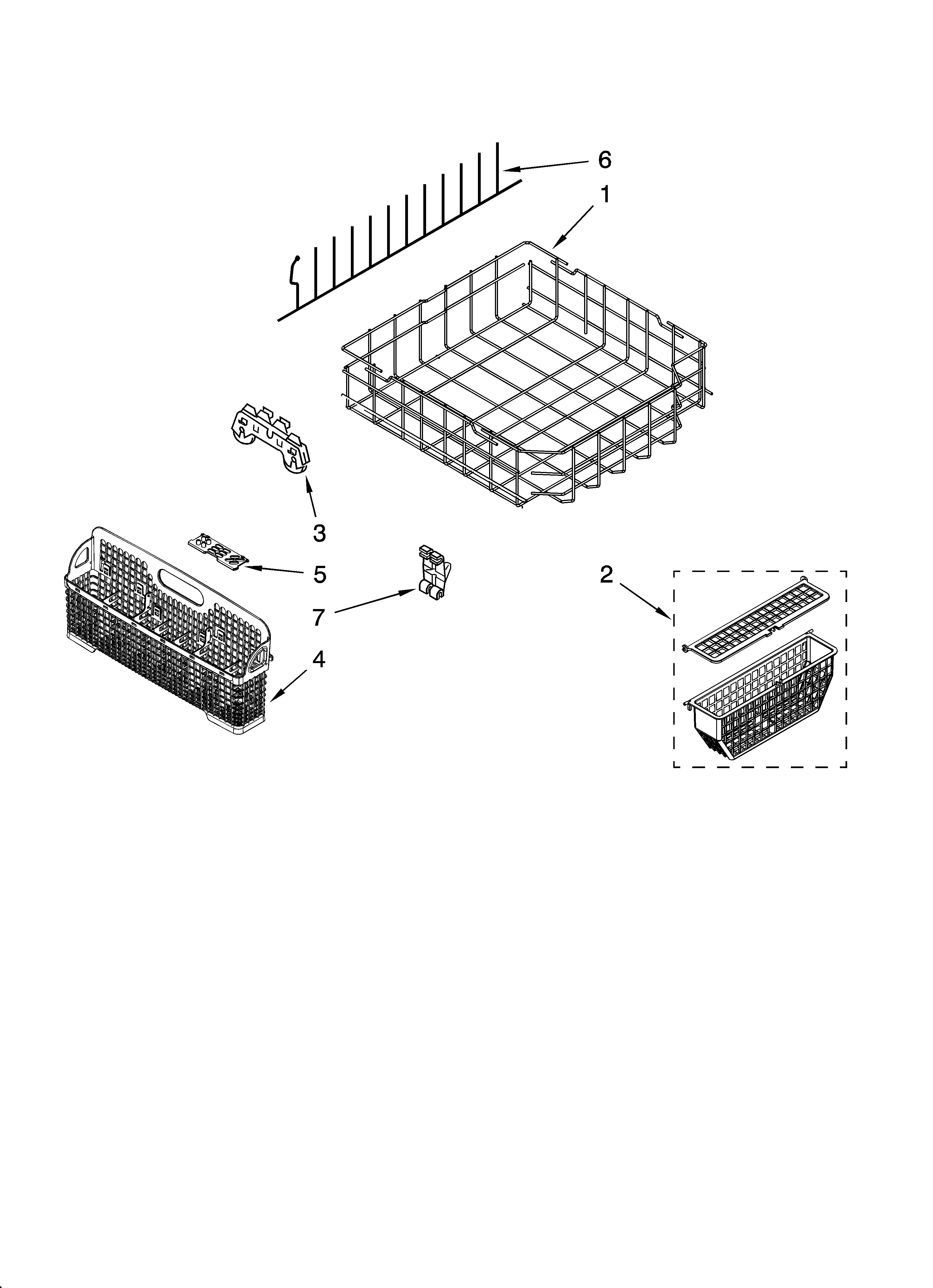Lower rack parts, optional parts (not included)