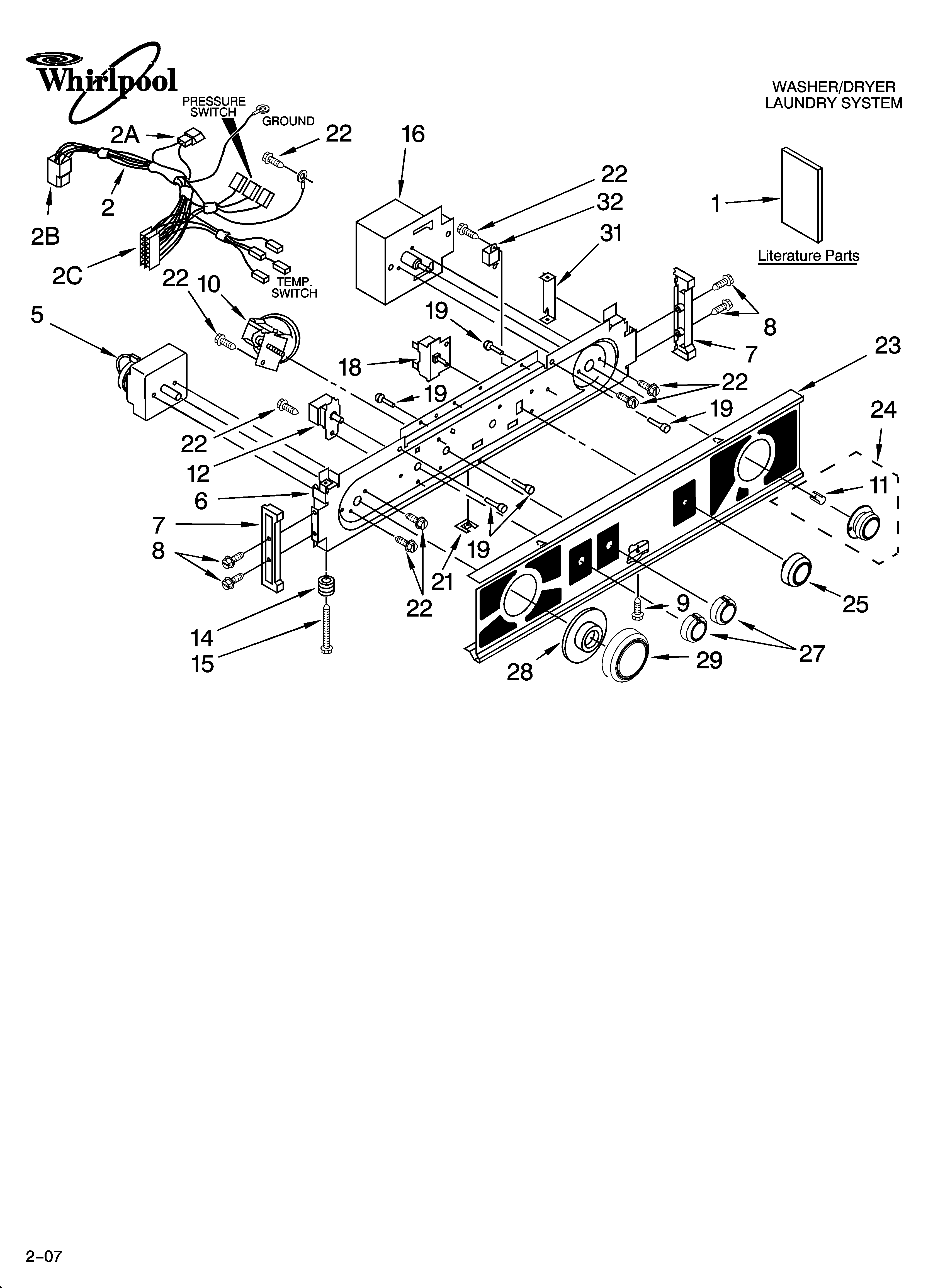 Washer/dryer control panel parts
