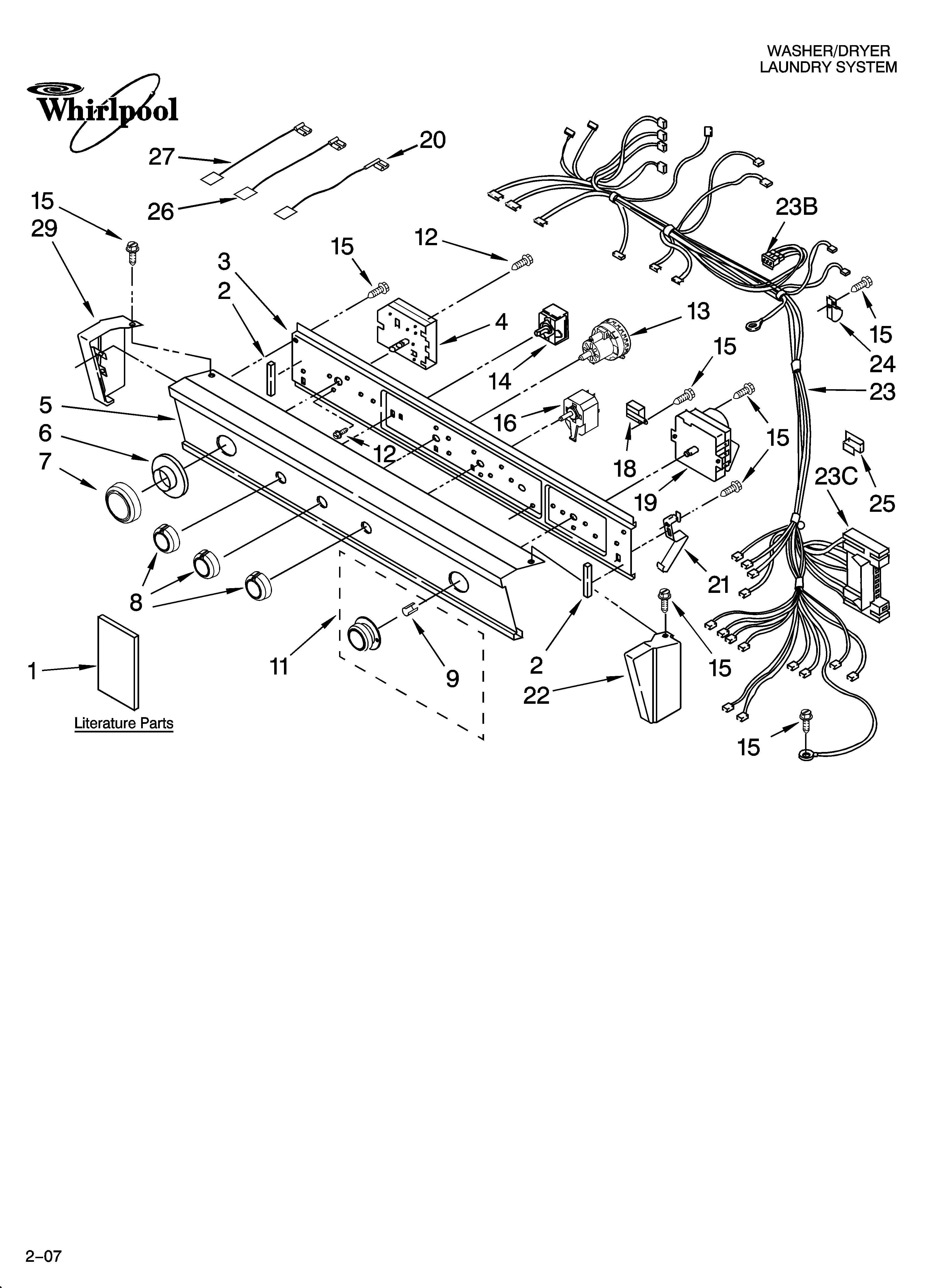 Washer/dryer control panel parts
