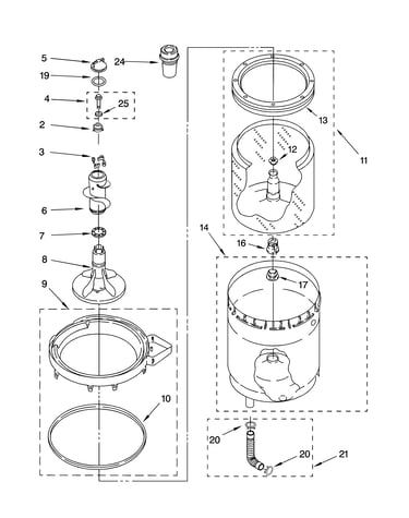 Agitator, basket and tub parts