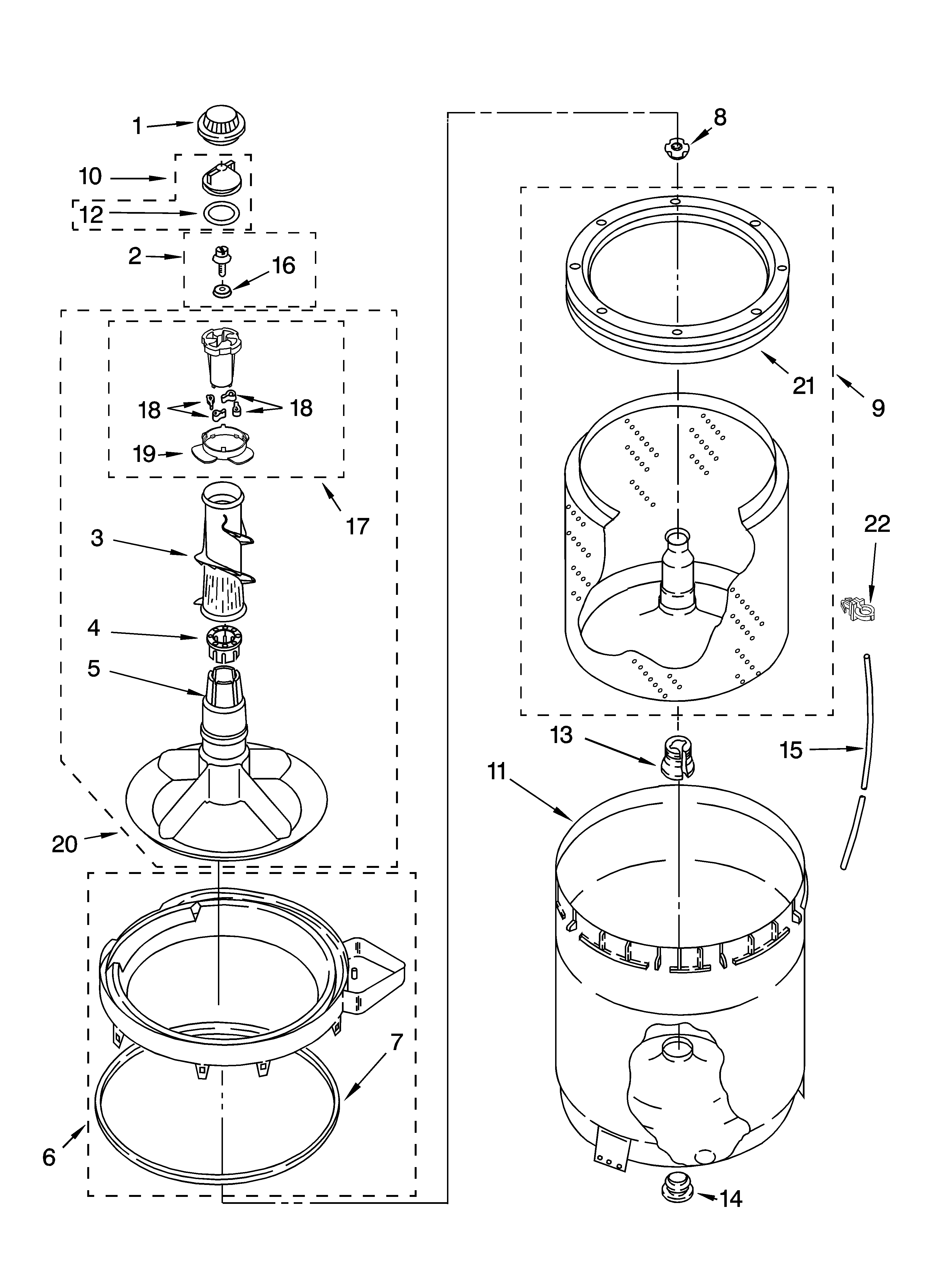 Agitator, basket and tub parts