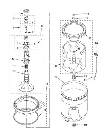 Agitator, basket and tub parts