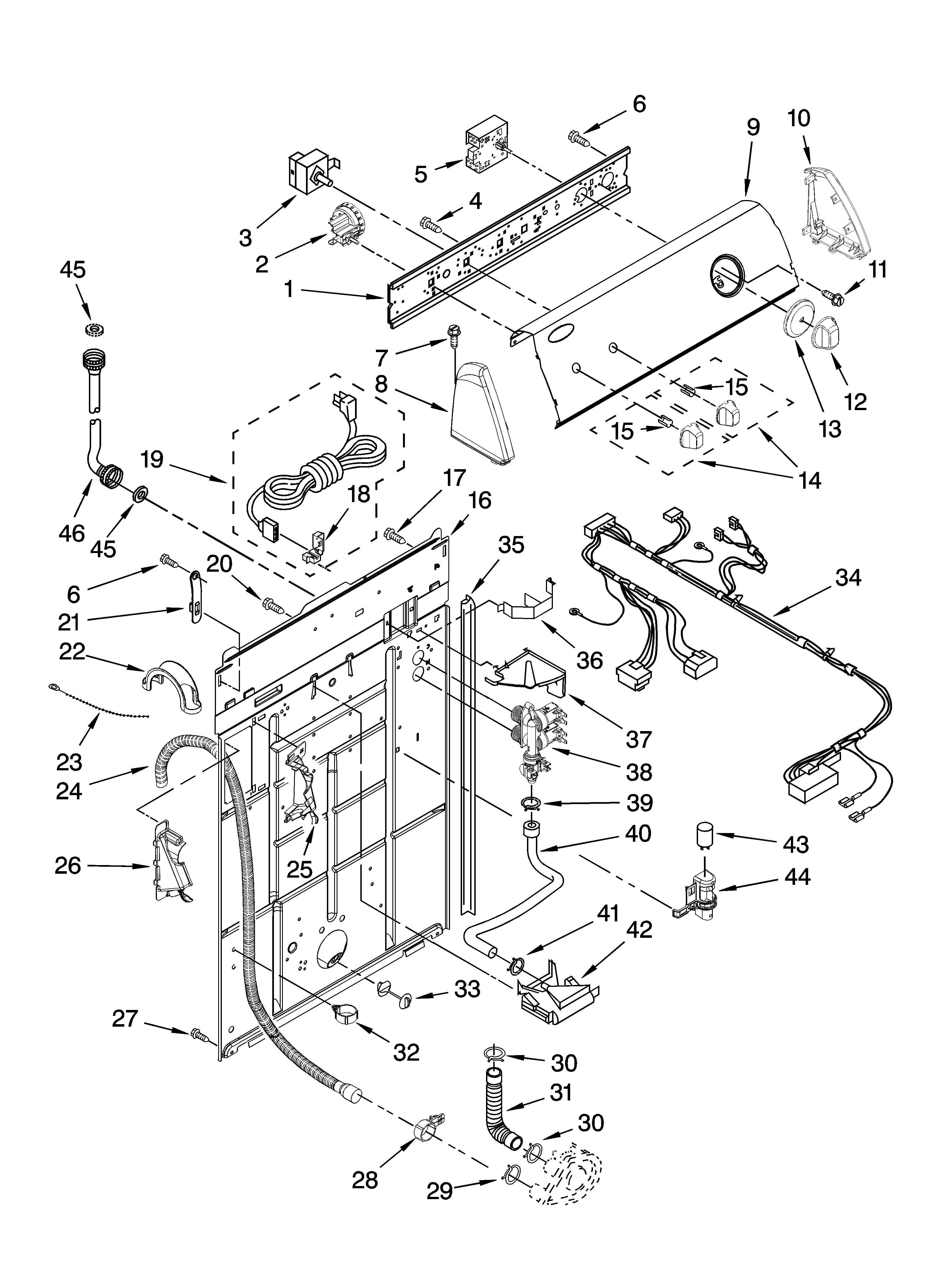 Controls and rear panel parts