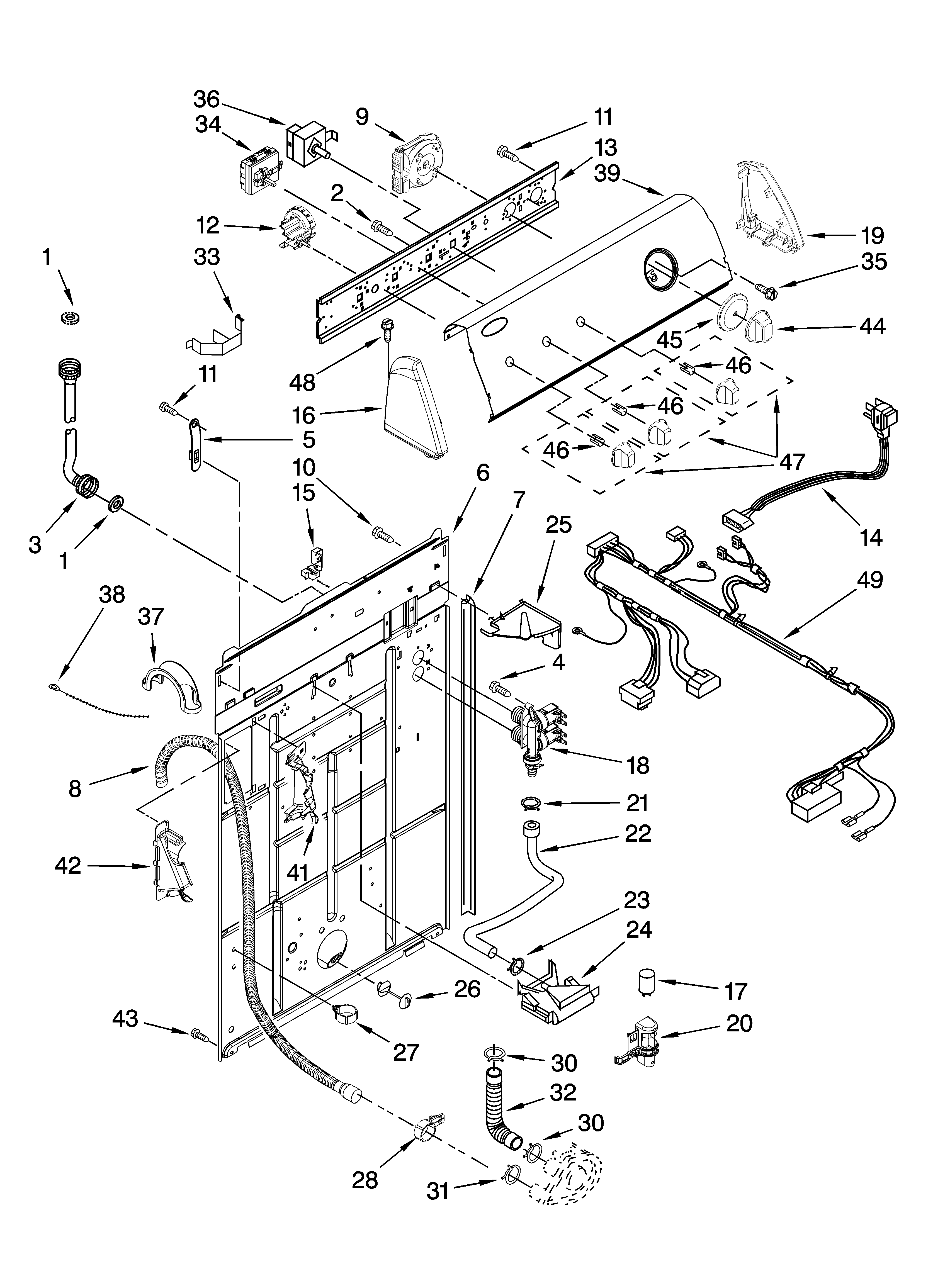 Controls and rear panel parts