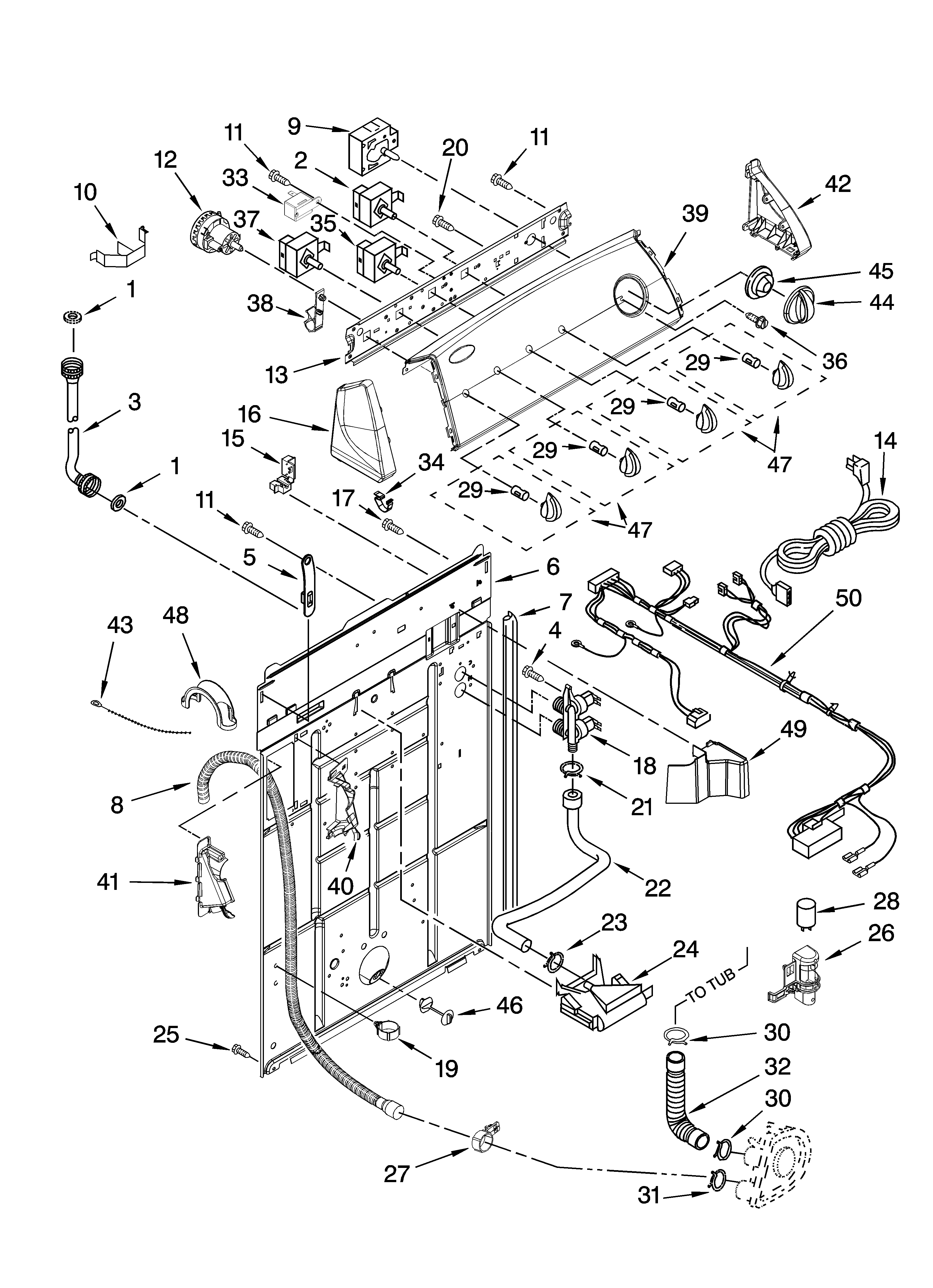 Controls and rear panel parts