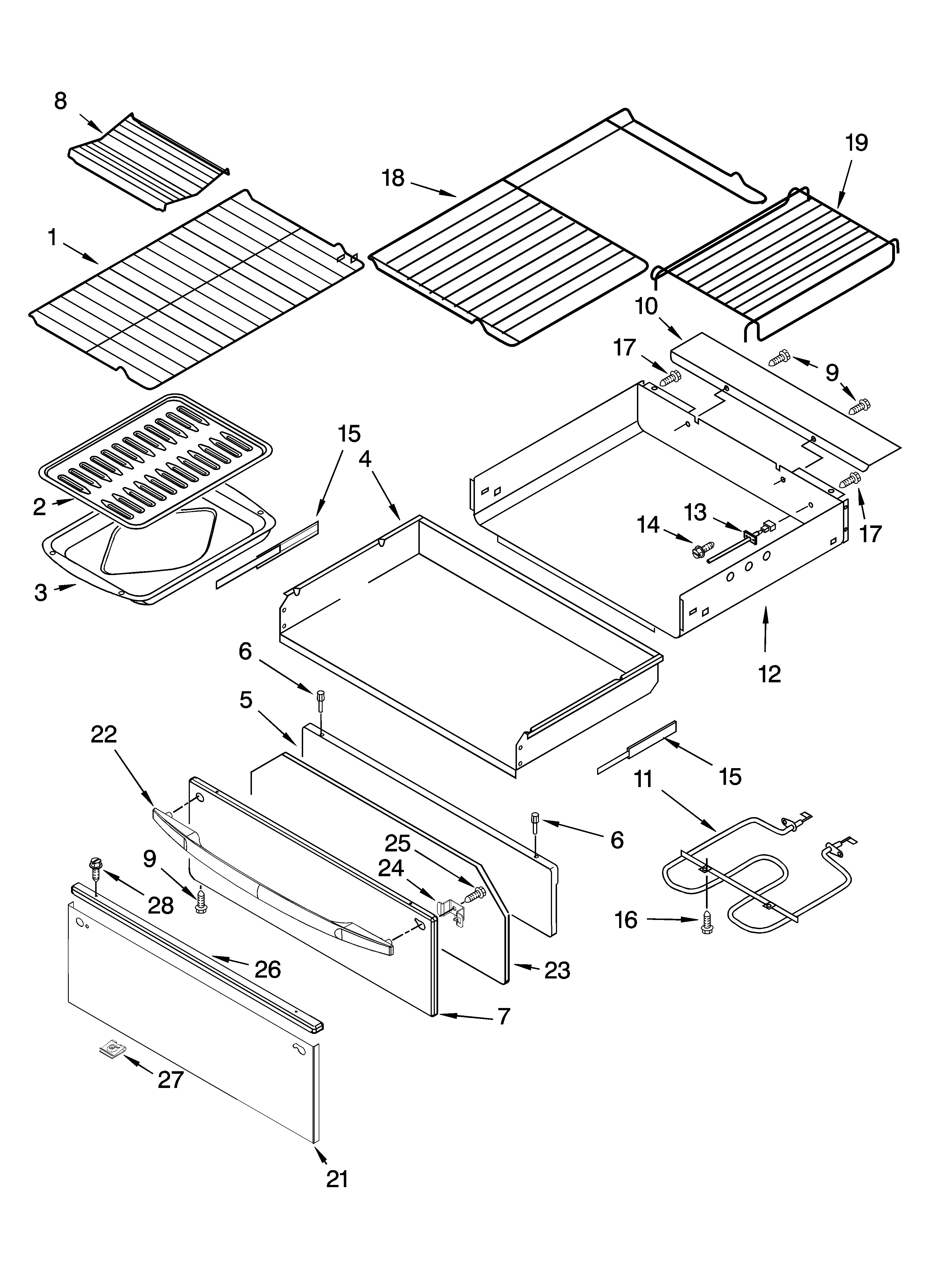 Drawer & broiler parts