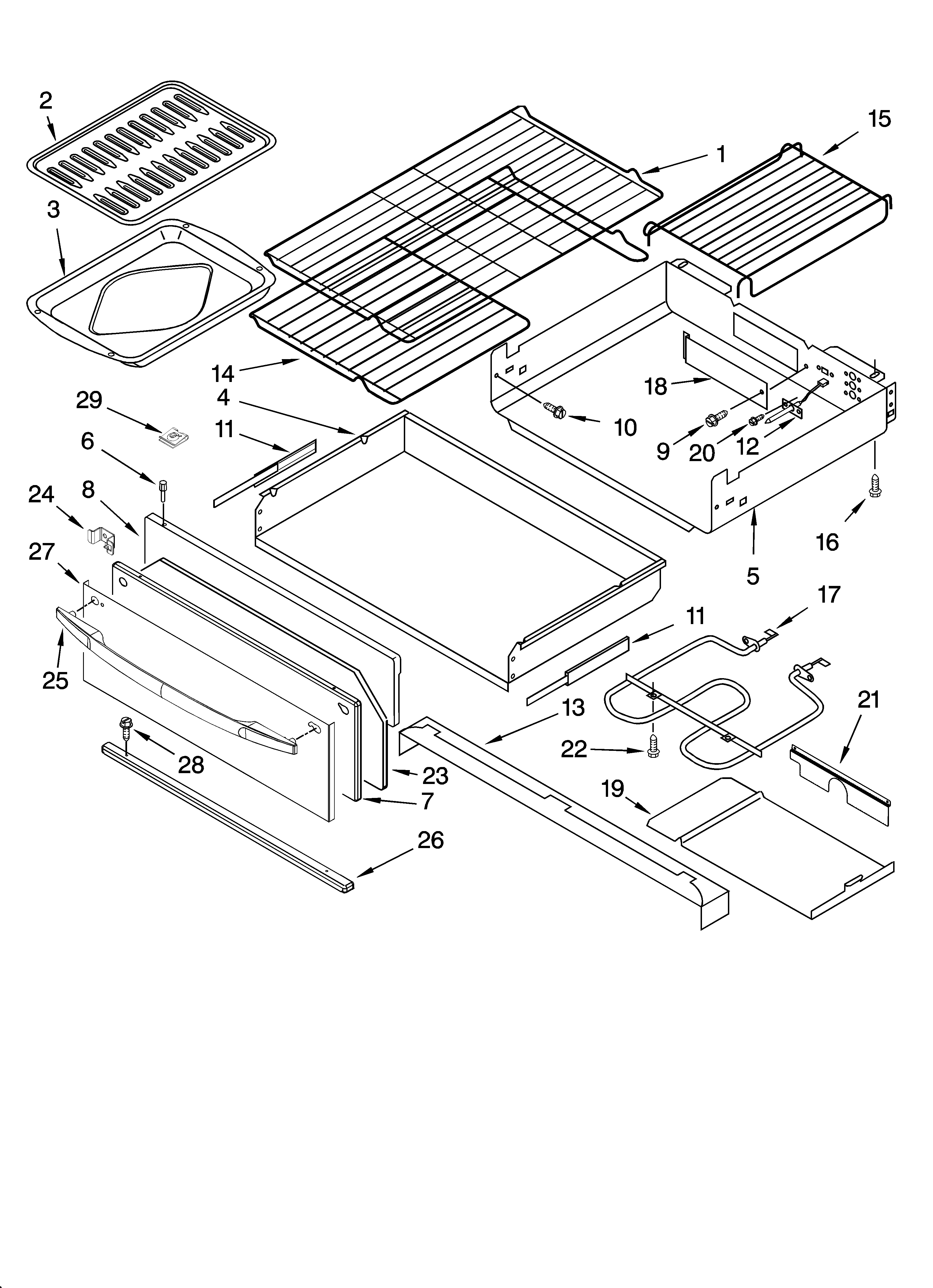 Drawer & broiler parts