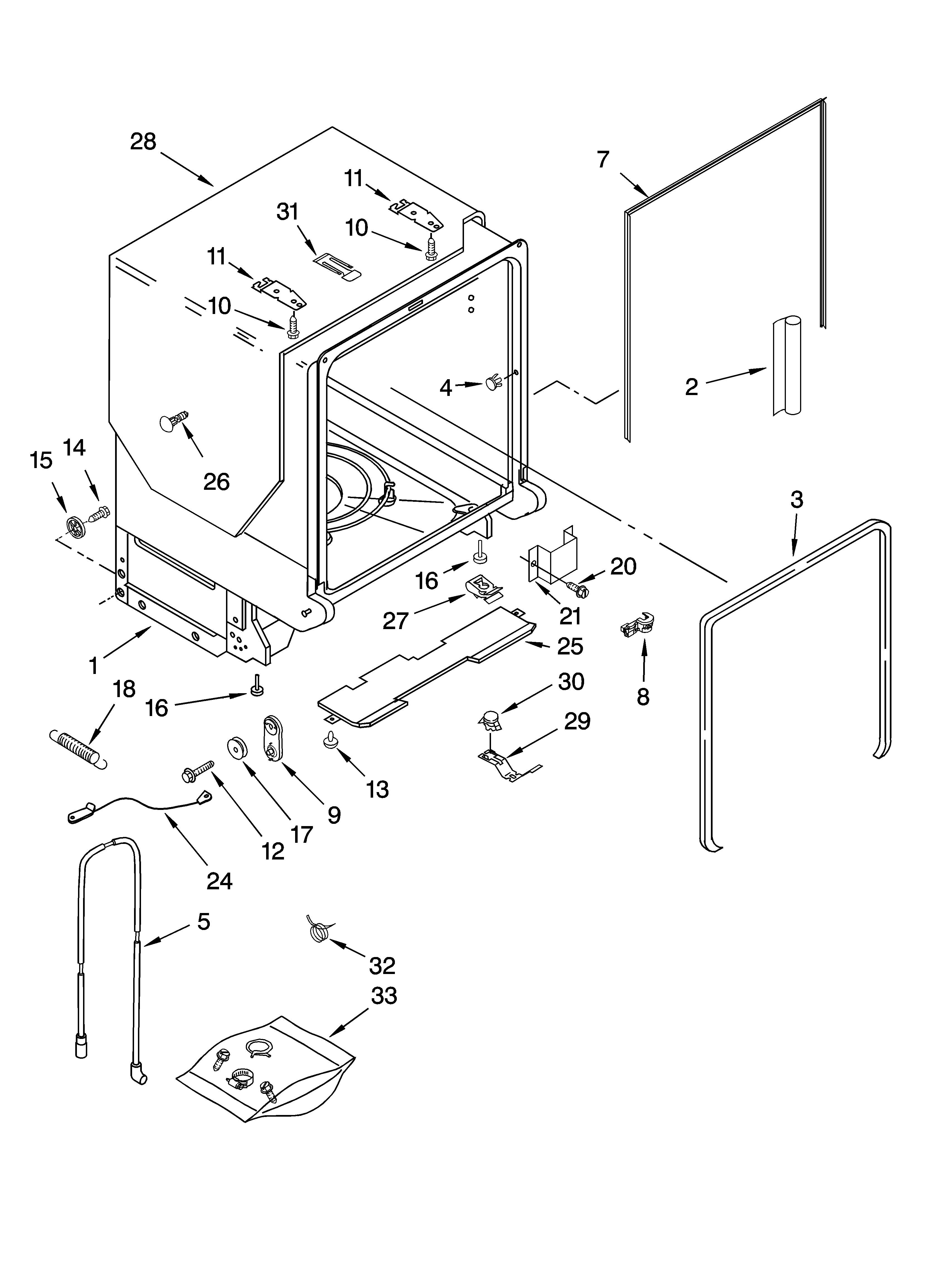 TUB AND FRAME PARTS