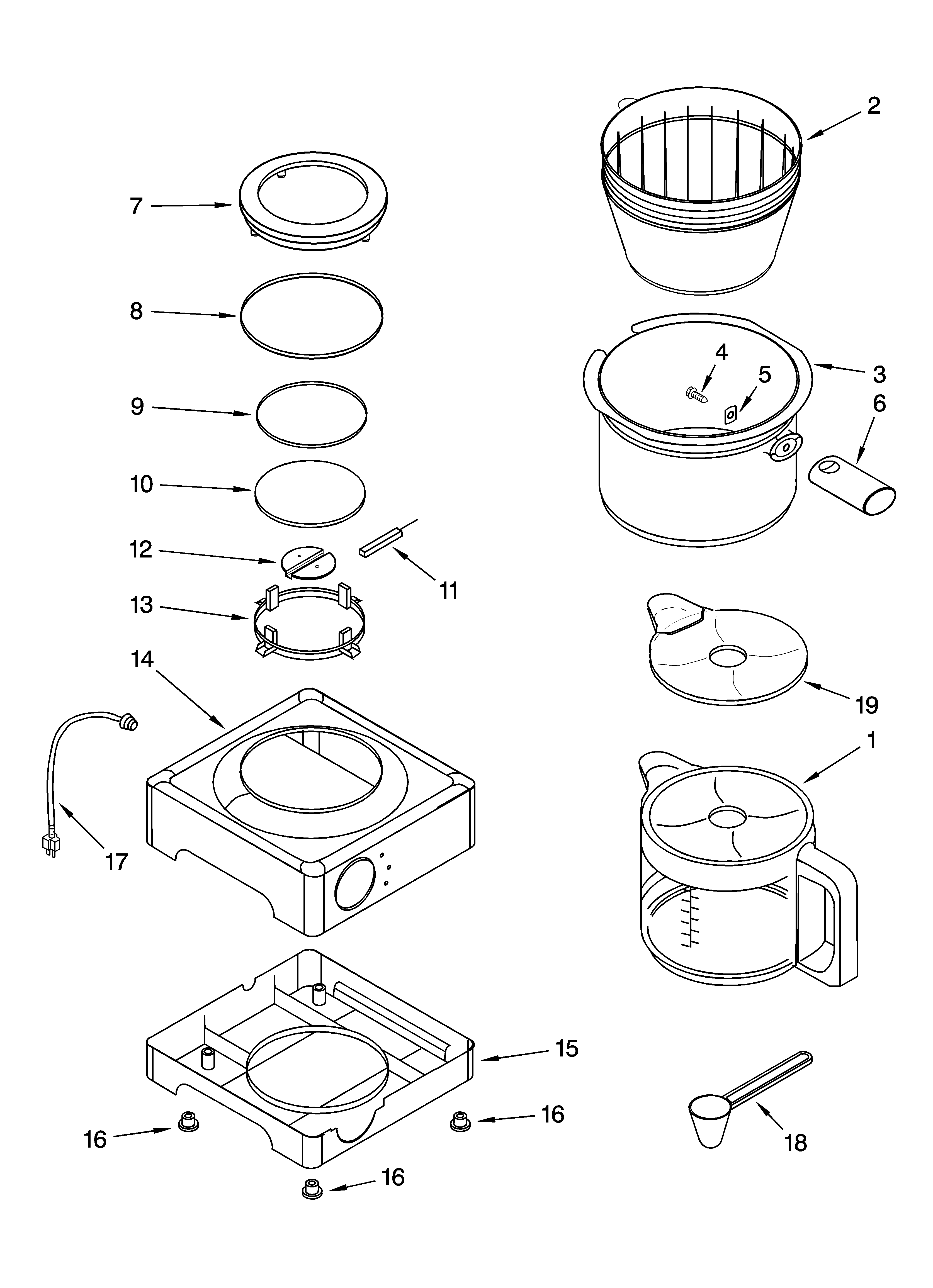 Extra base and carafe parts