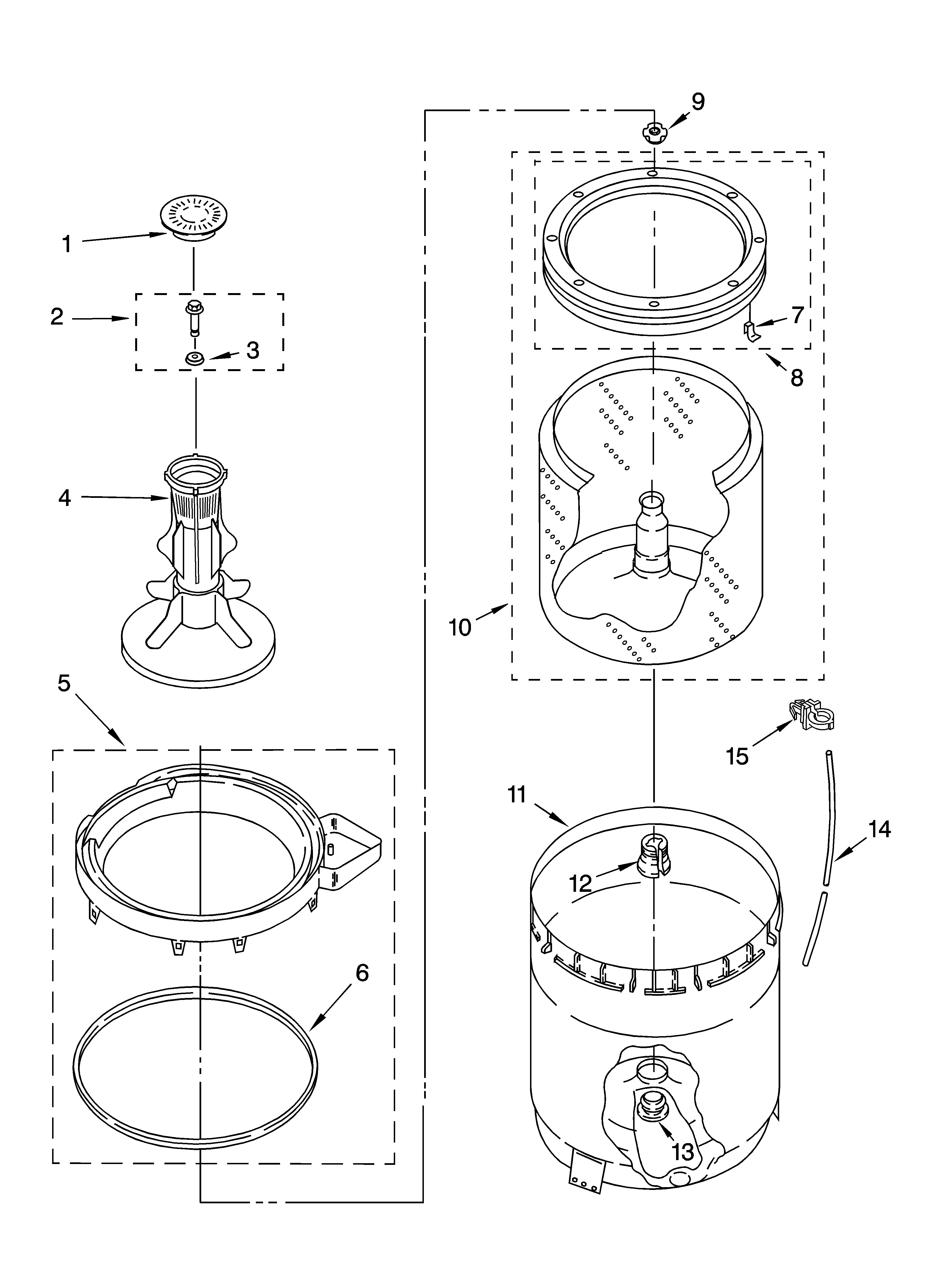 Agitator, basket and tub parts