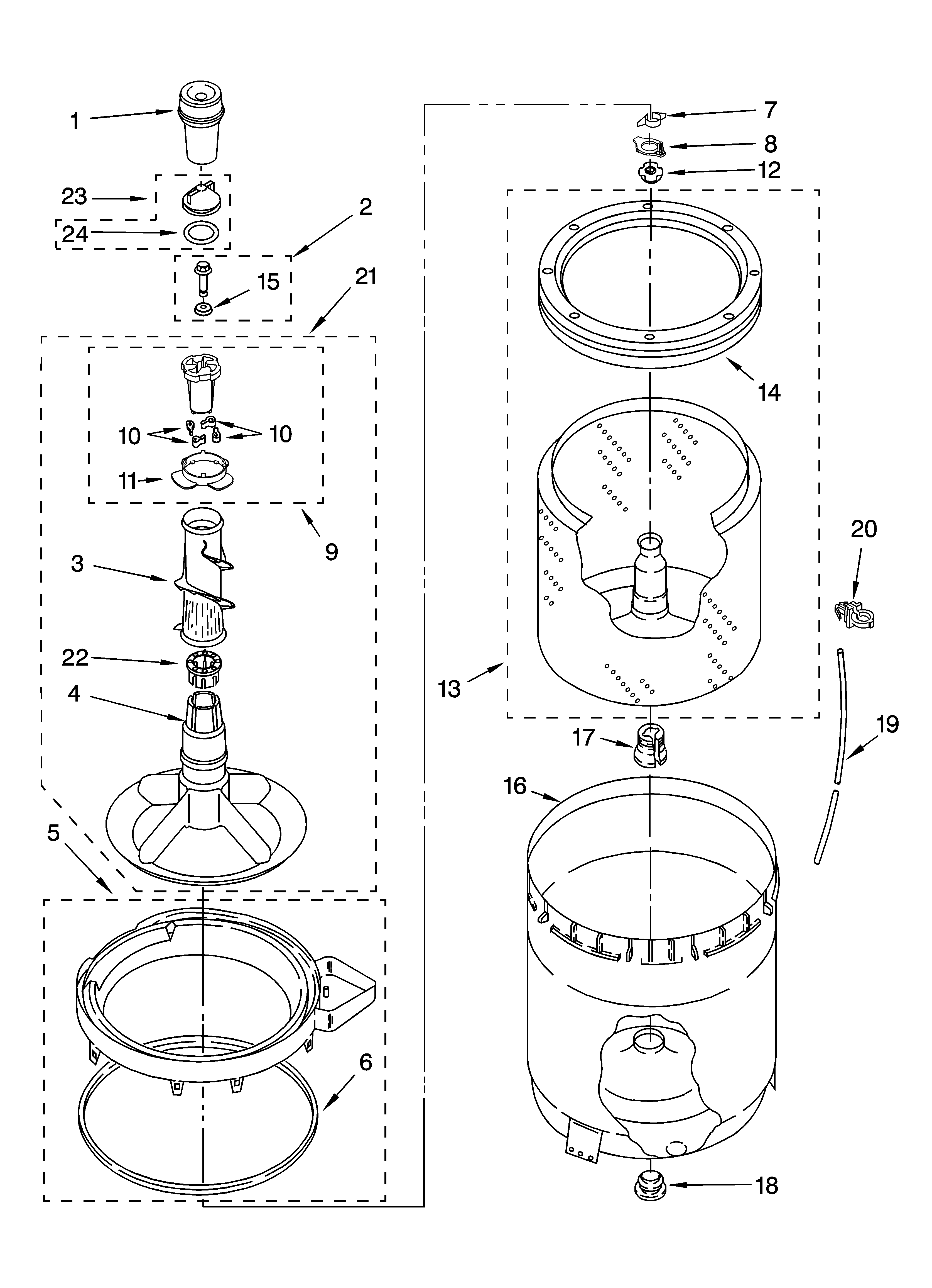 AGITATOR, BASKET AND TUB PARTS