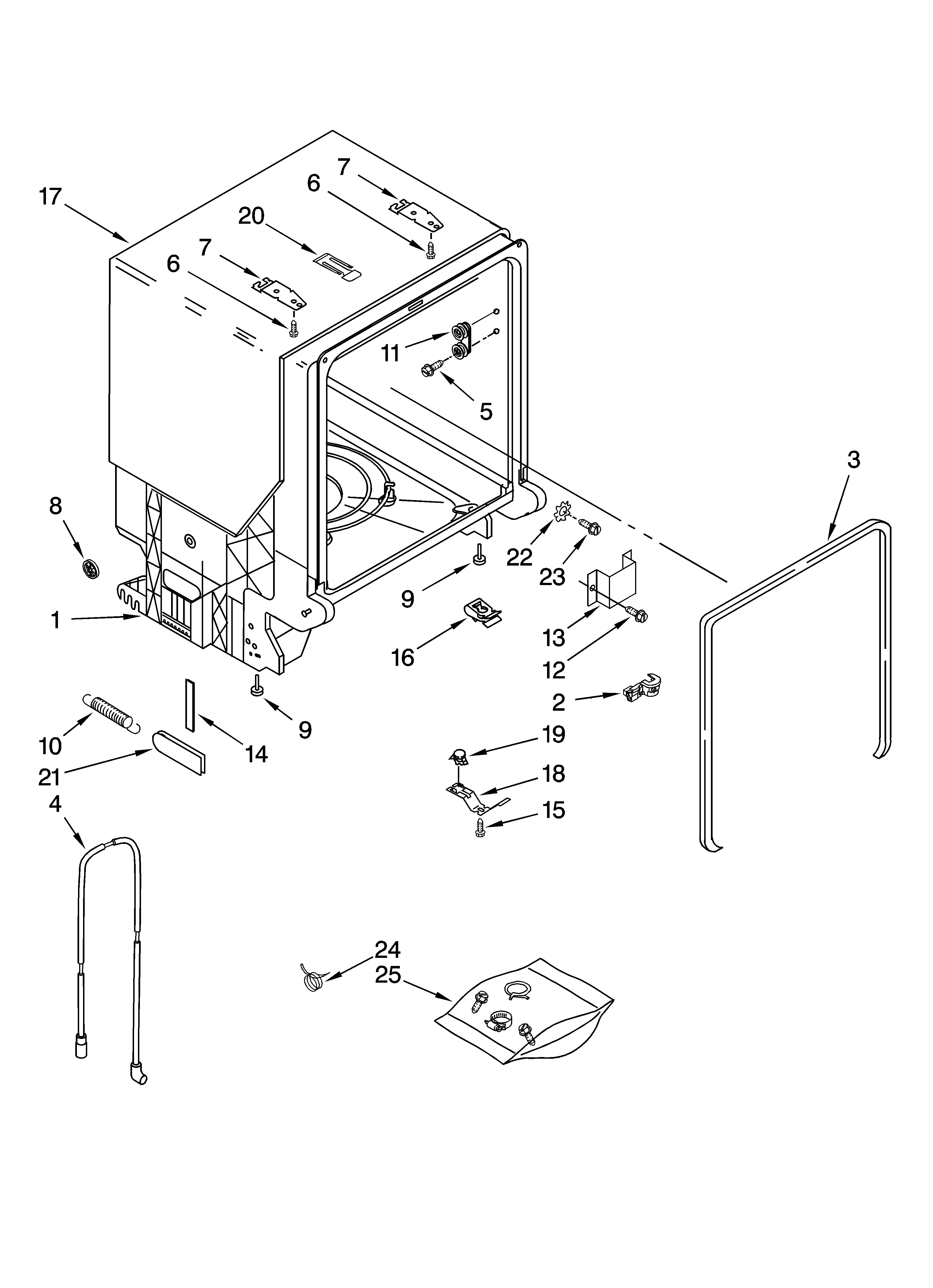 Tub and frame parts