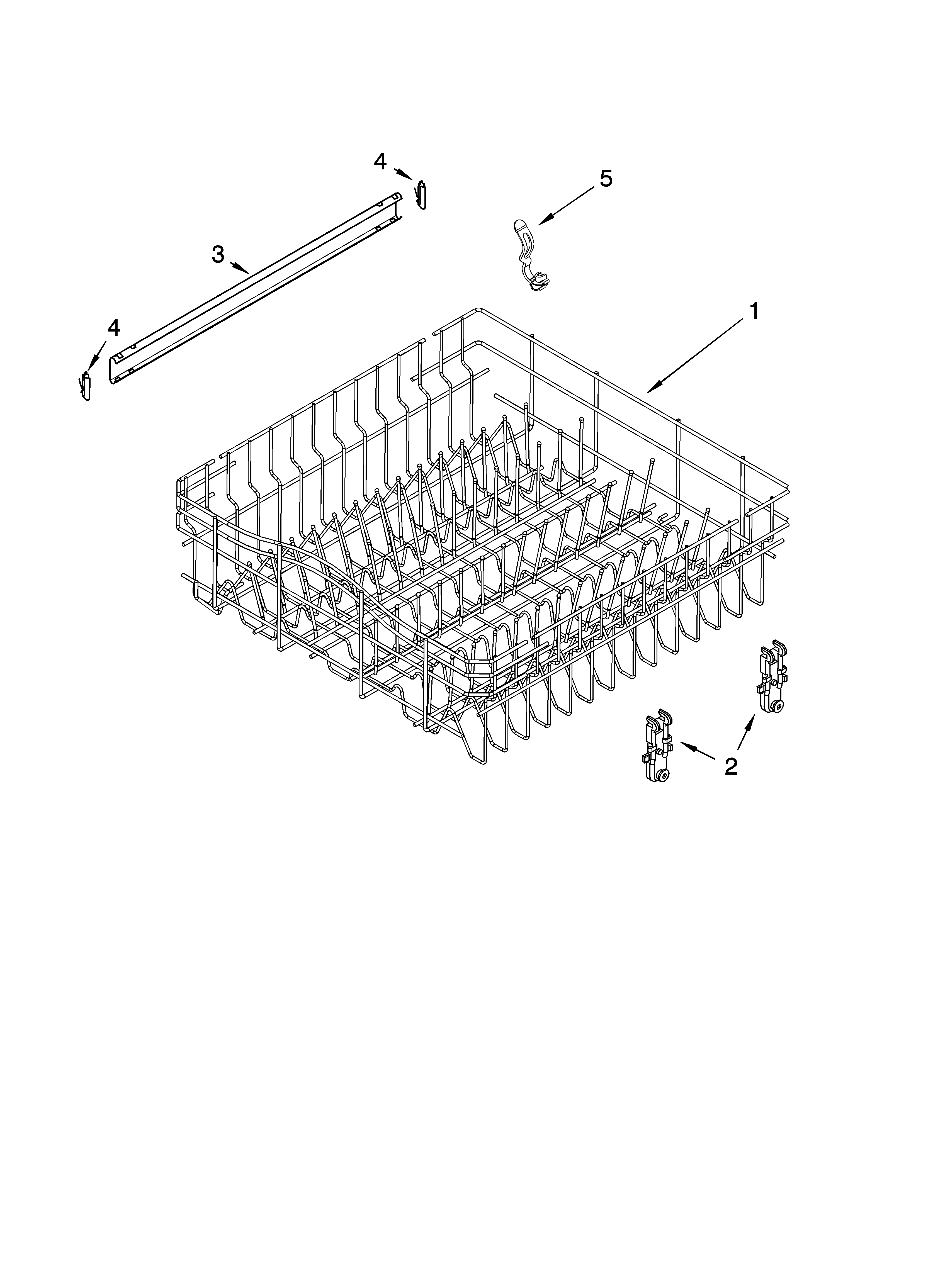 Upper rack and track parts