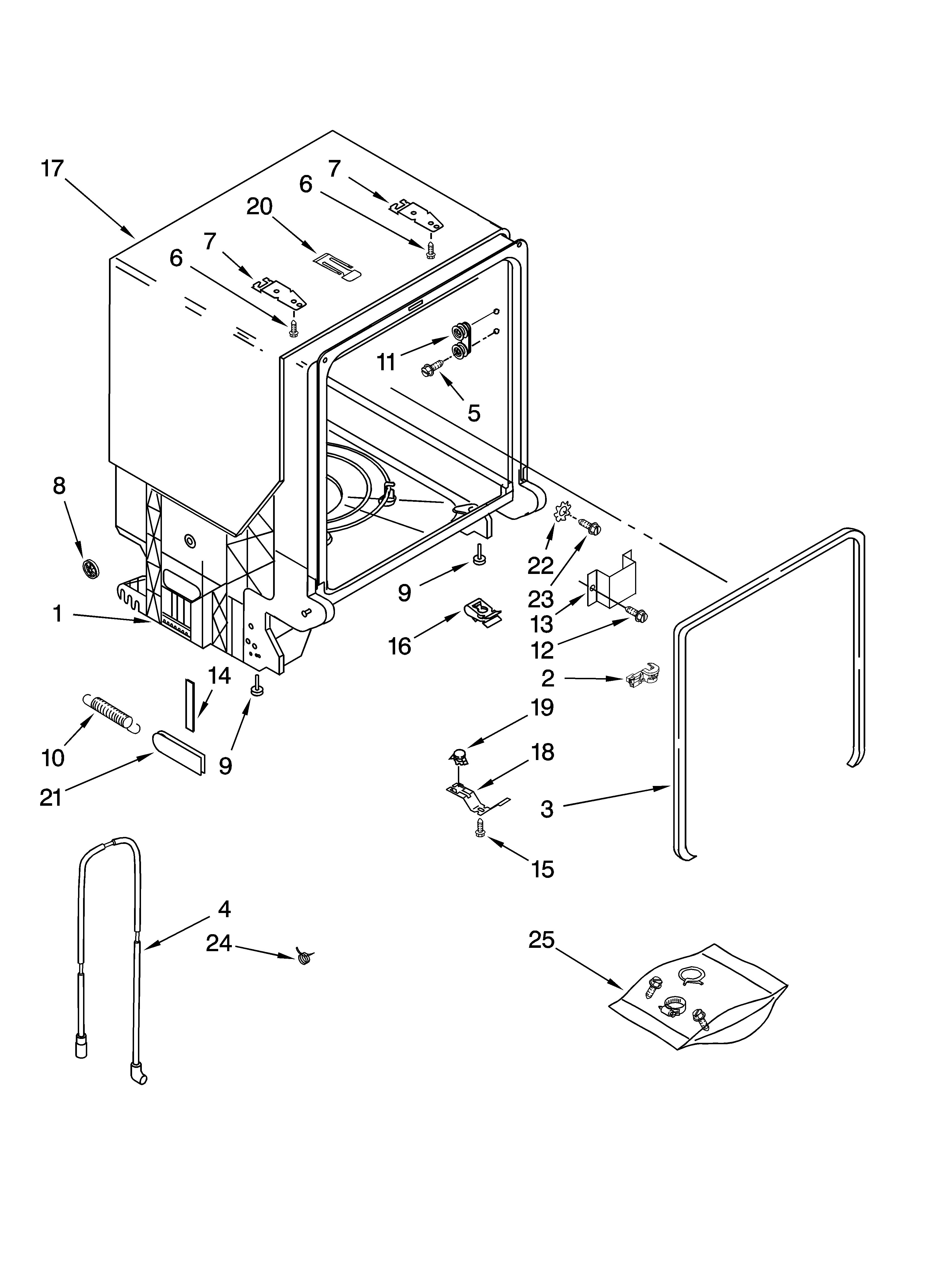 TUB AND FRAME PARTS