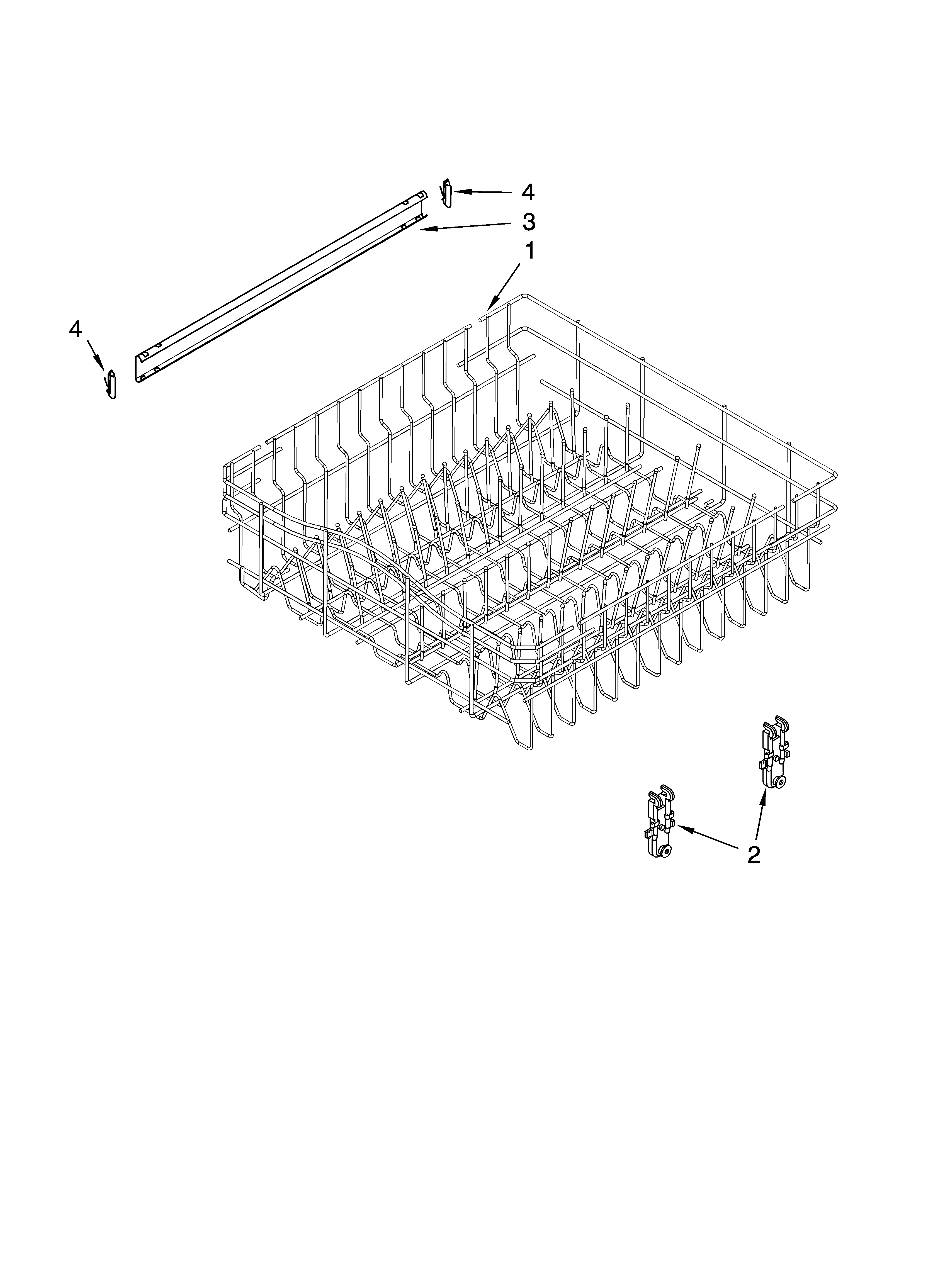 Upper rack and track parts