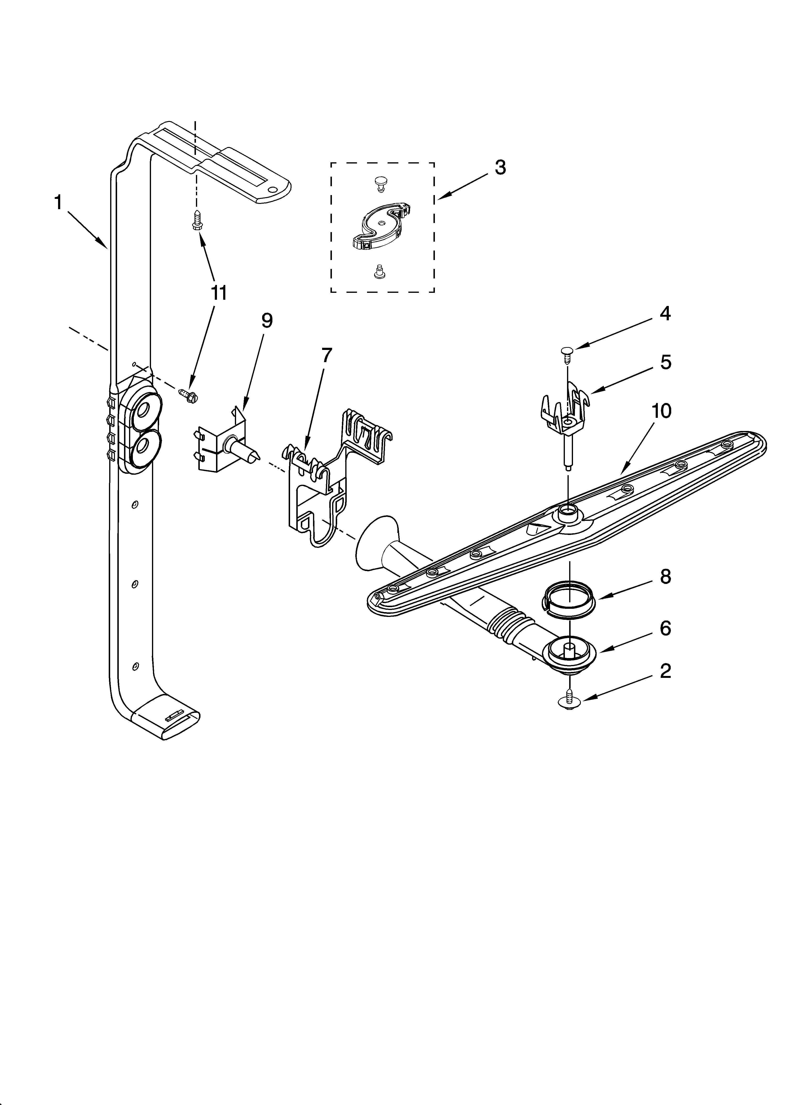 Upper wash and rinse parts