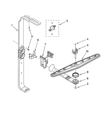 Upper wash and rinse parts