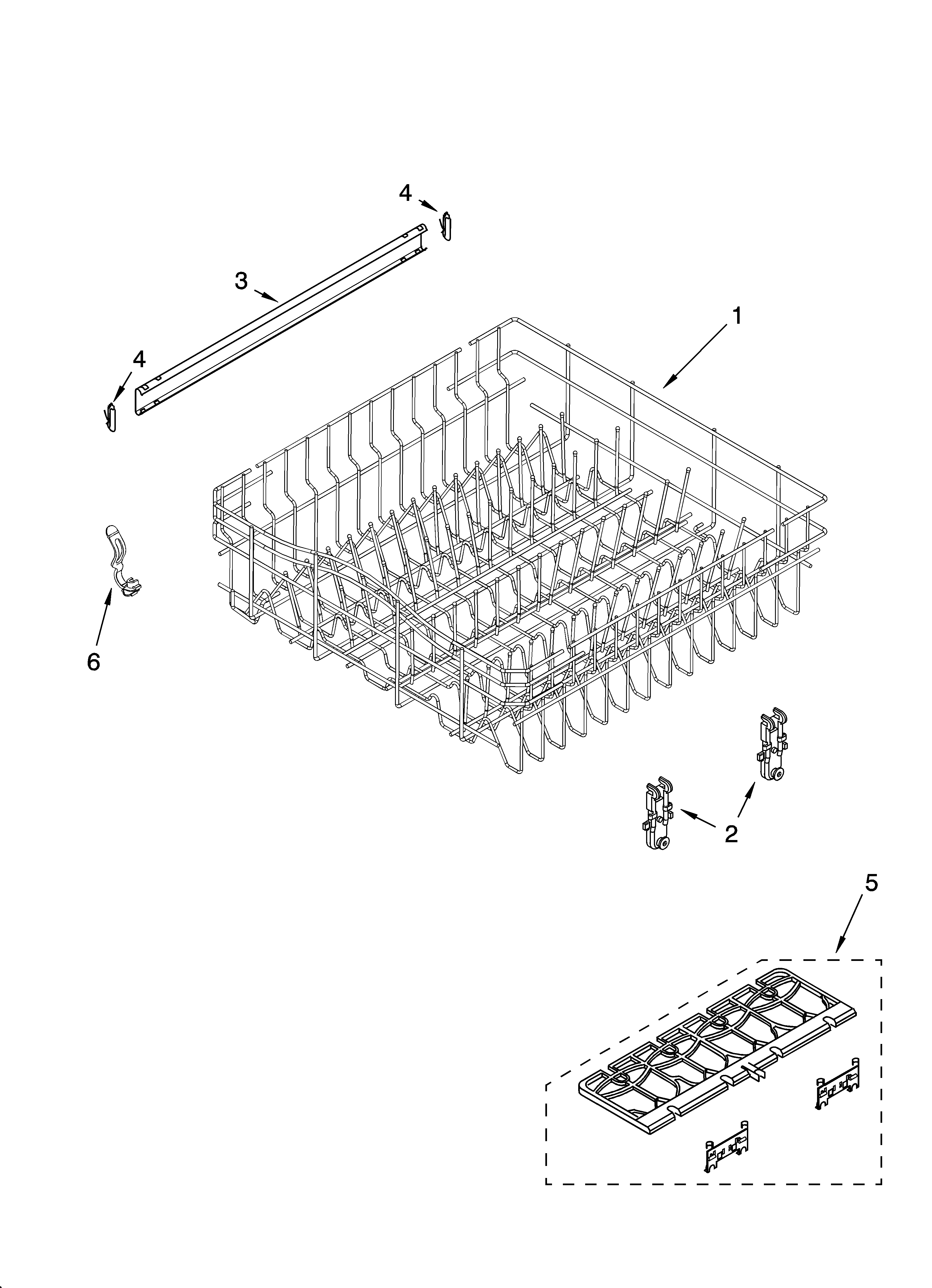 Upper rack and track parts