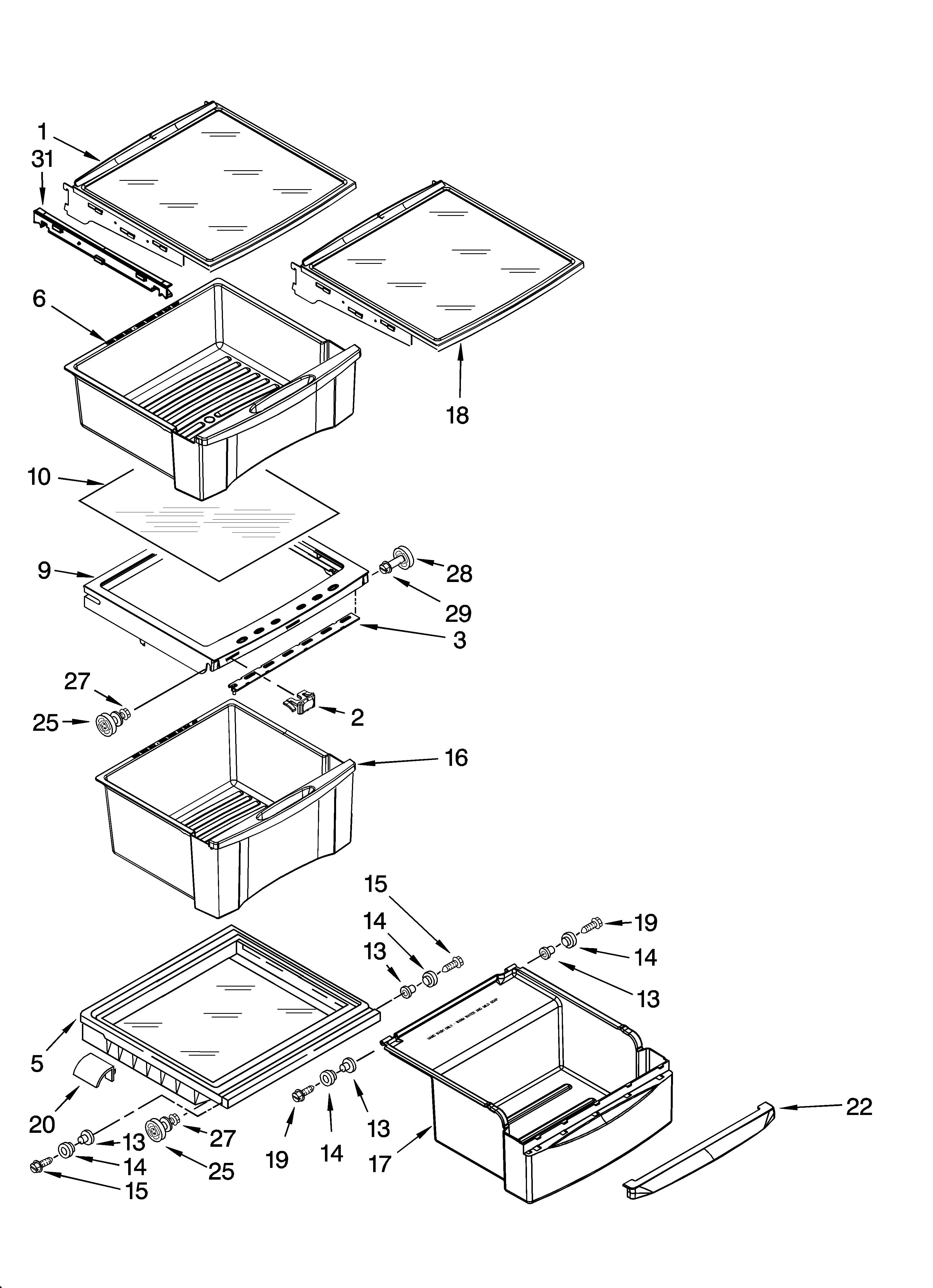 Refrigerator shelf parts