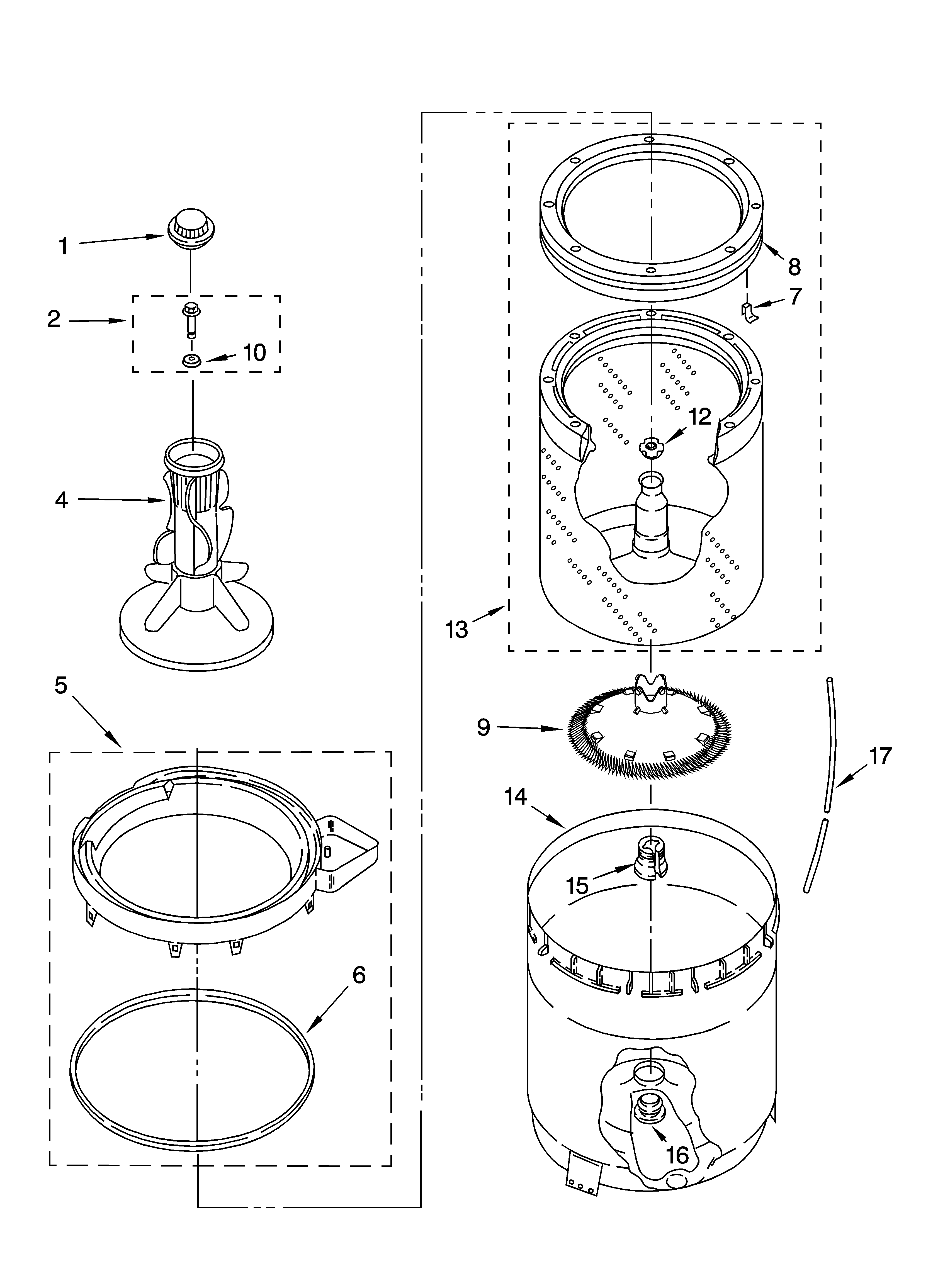 AGITATOR, BASKET AND TUB PARTS