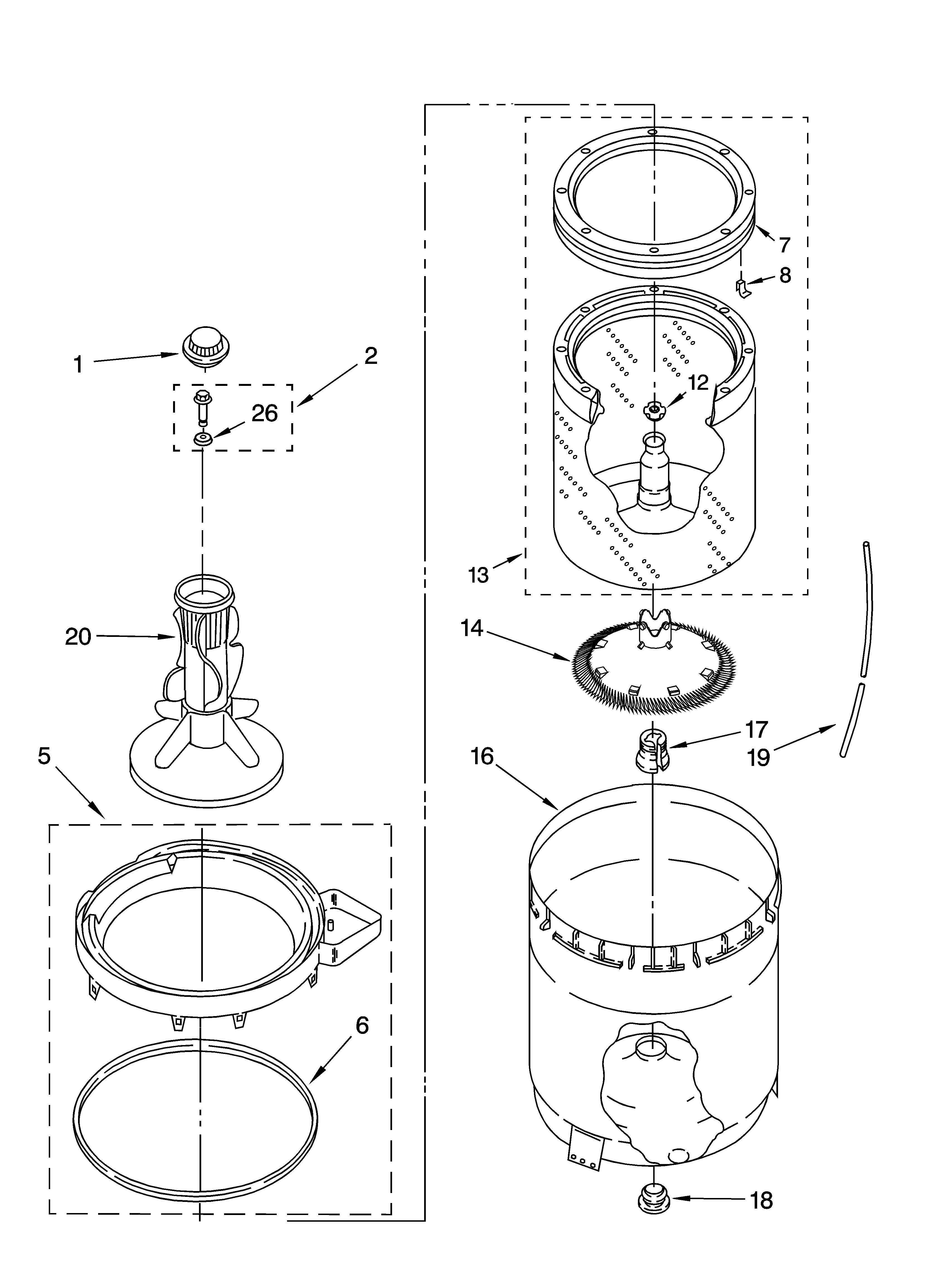 Agitator, basket and tub parts