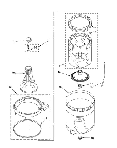 Agitator, basket and tub parts