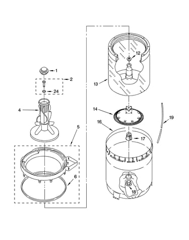 Agitator, basket and tub parts