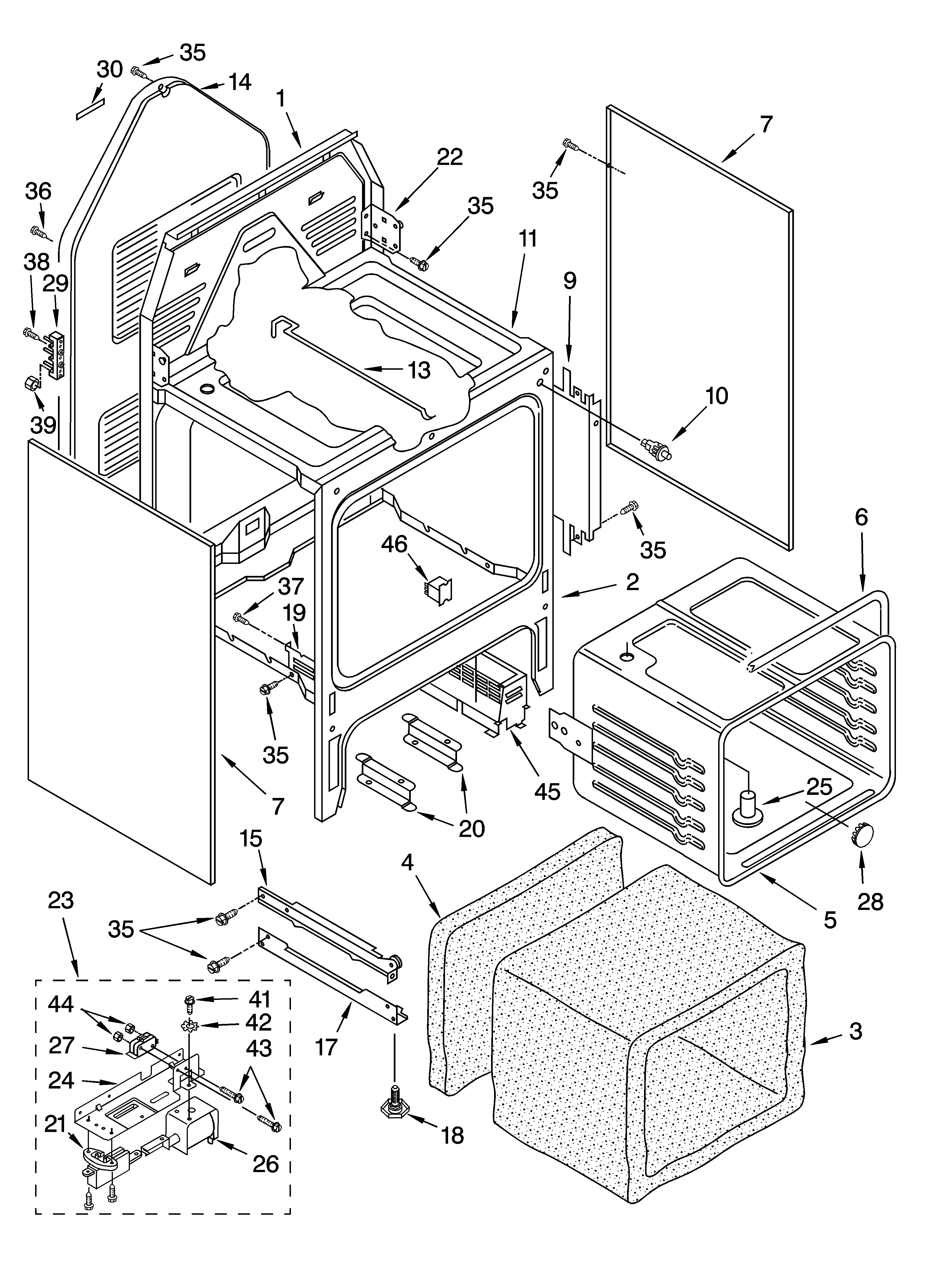 Oven chassis parts