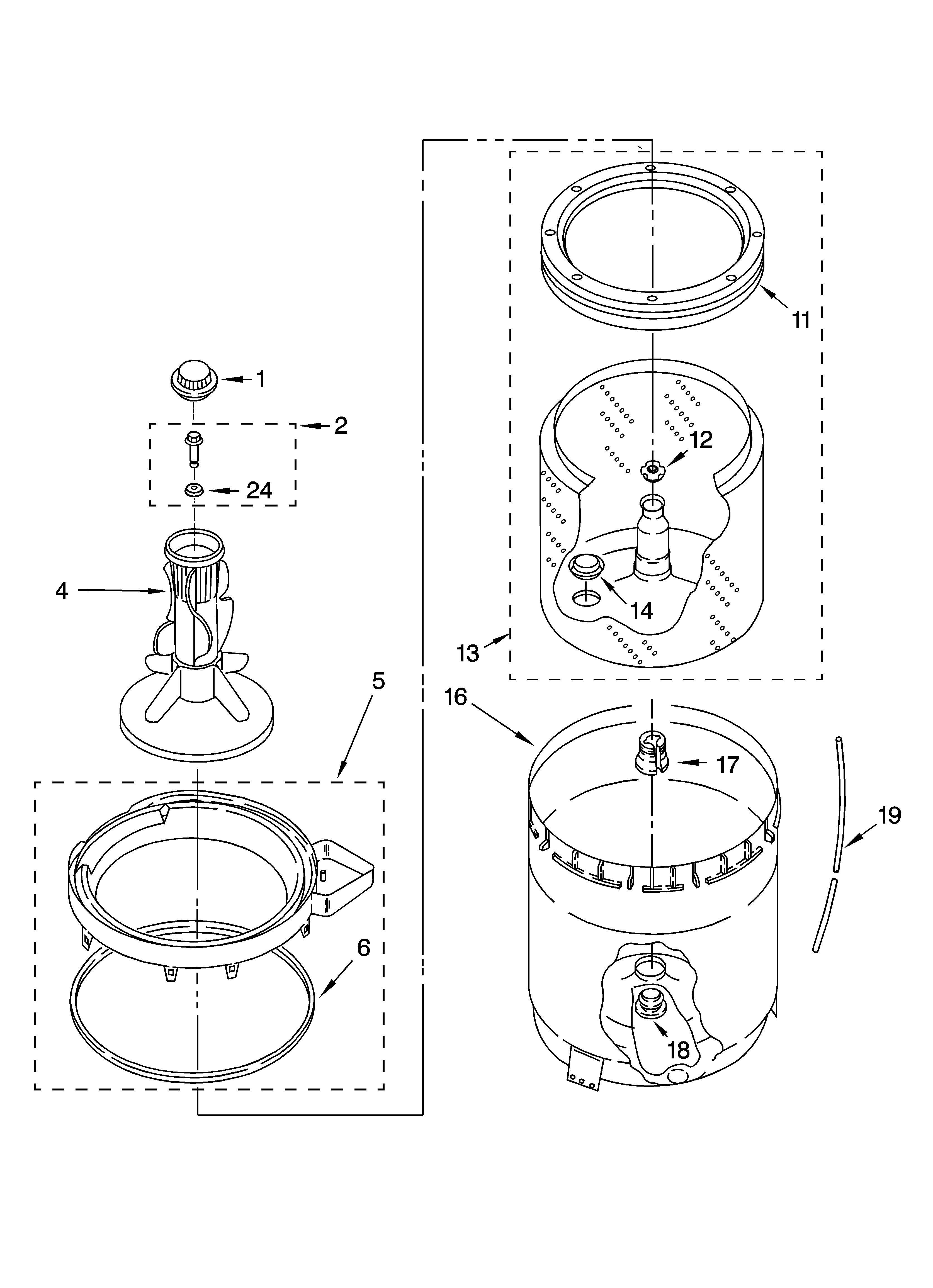 Agitator, basket and tub parts